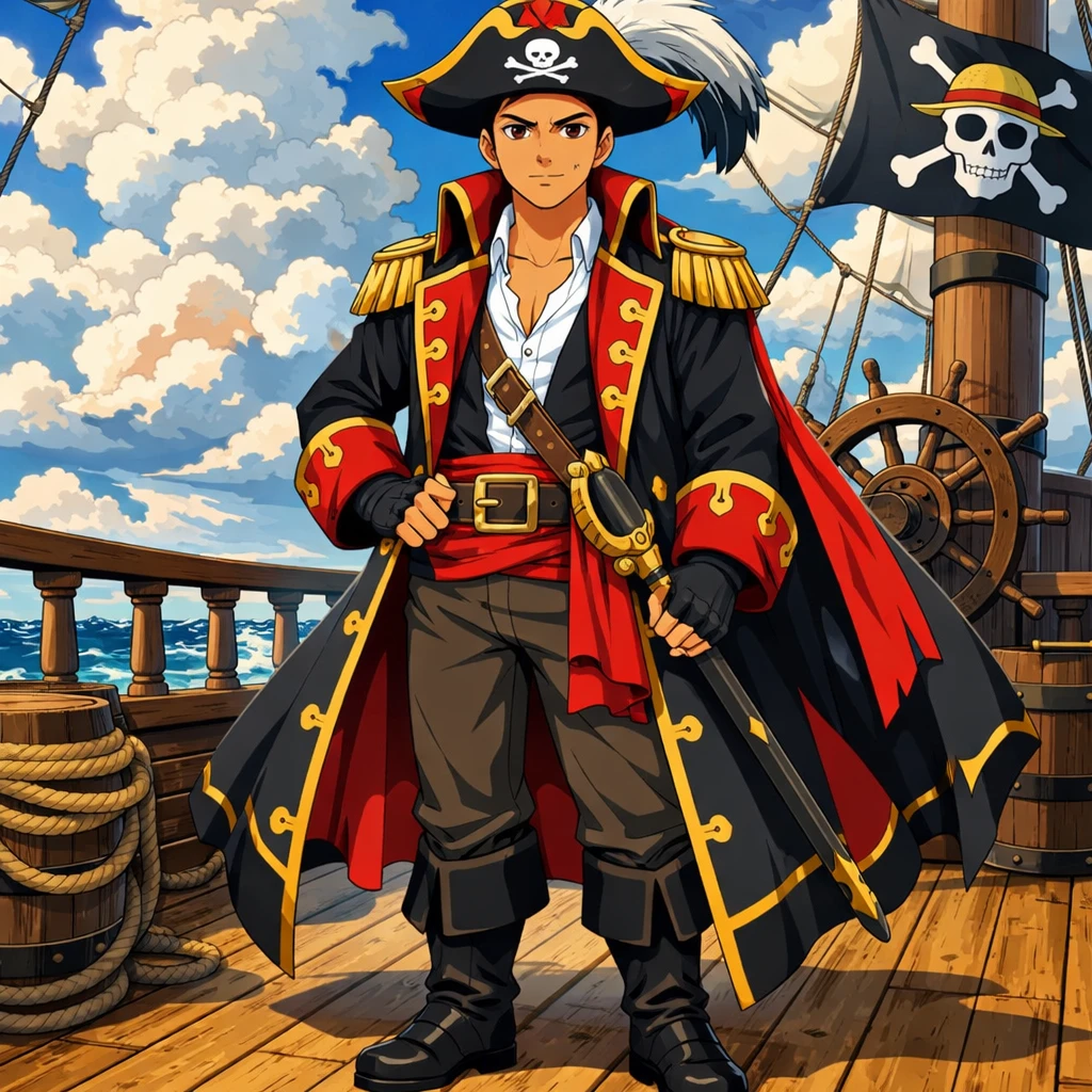 Герой манги «One Piece» на корабле — GPT Image 1.5 промт