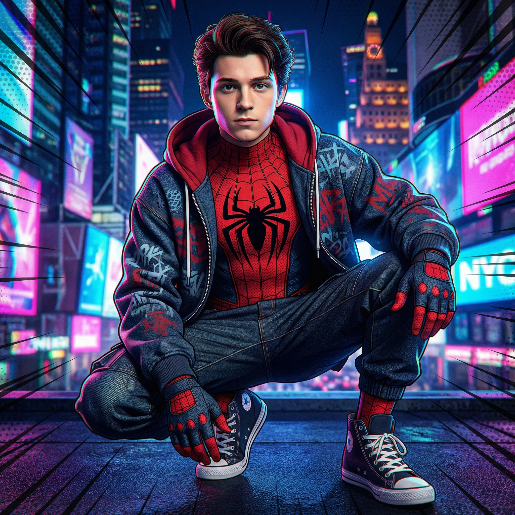 Герой мультфильма «Человек-паук: Через вселенные» — Nano Banana Pro промт