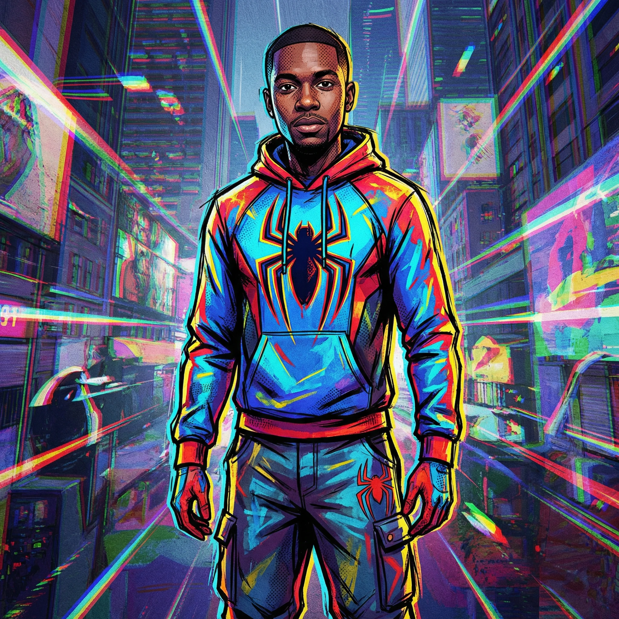 Герой мультфильма «Человек-паук: Через вселенные» — Nano Banana Pro промт