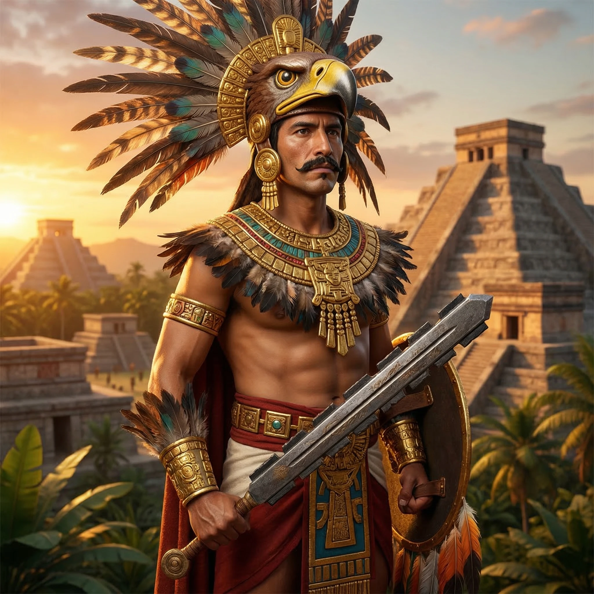 Герой в стиле мезоамериканской эпохи — Nano Banana Pro промт