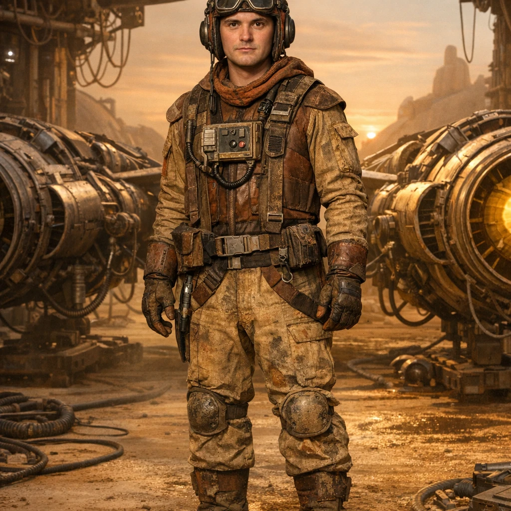 Гладиатор на гонках в стиле «Звездных Войн» — GPT Image 1.5 промт