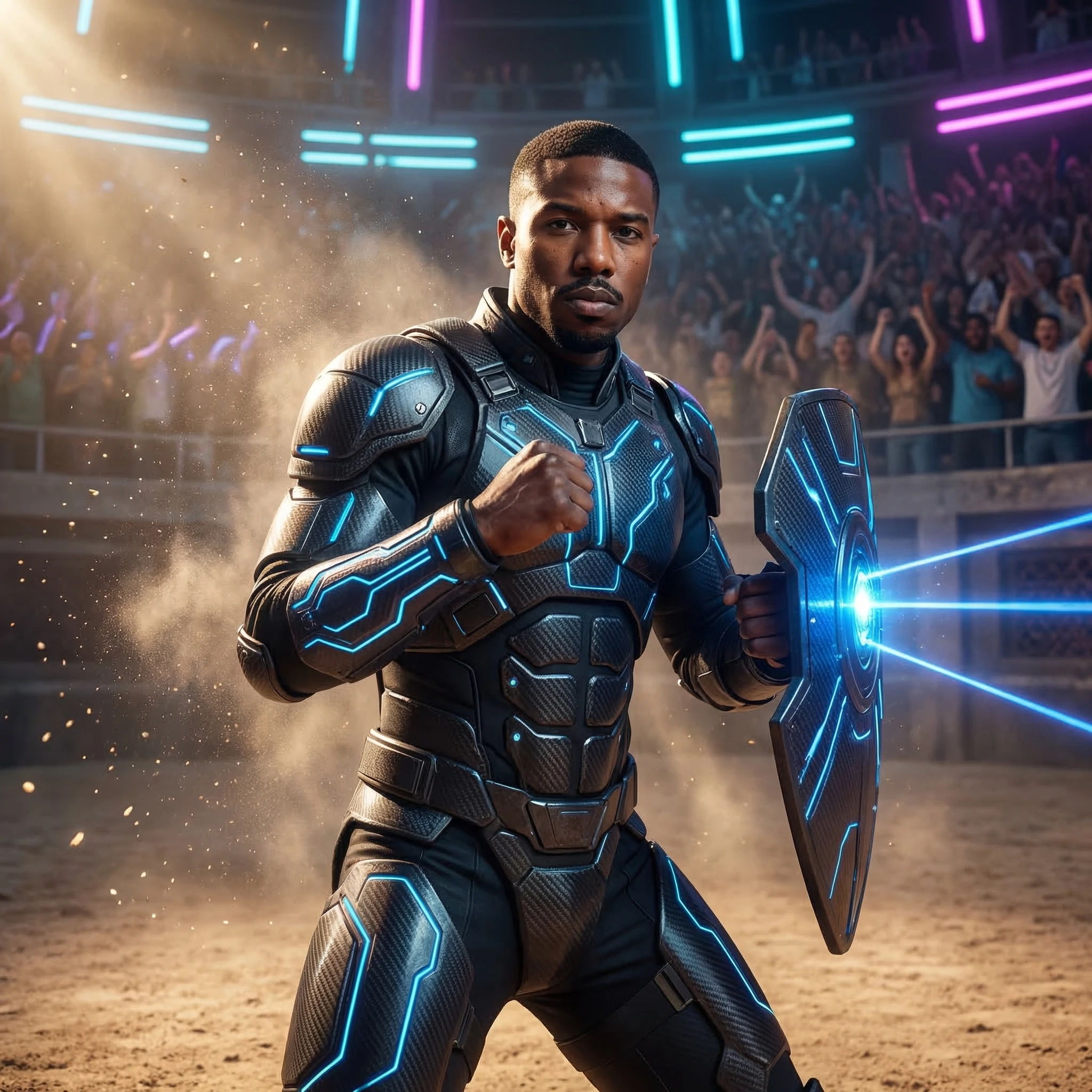 Гладиатор на Кибер-Арене — Nano Banana Pro промт