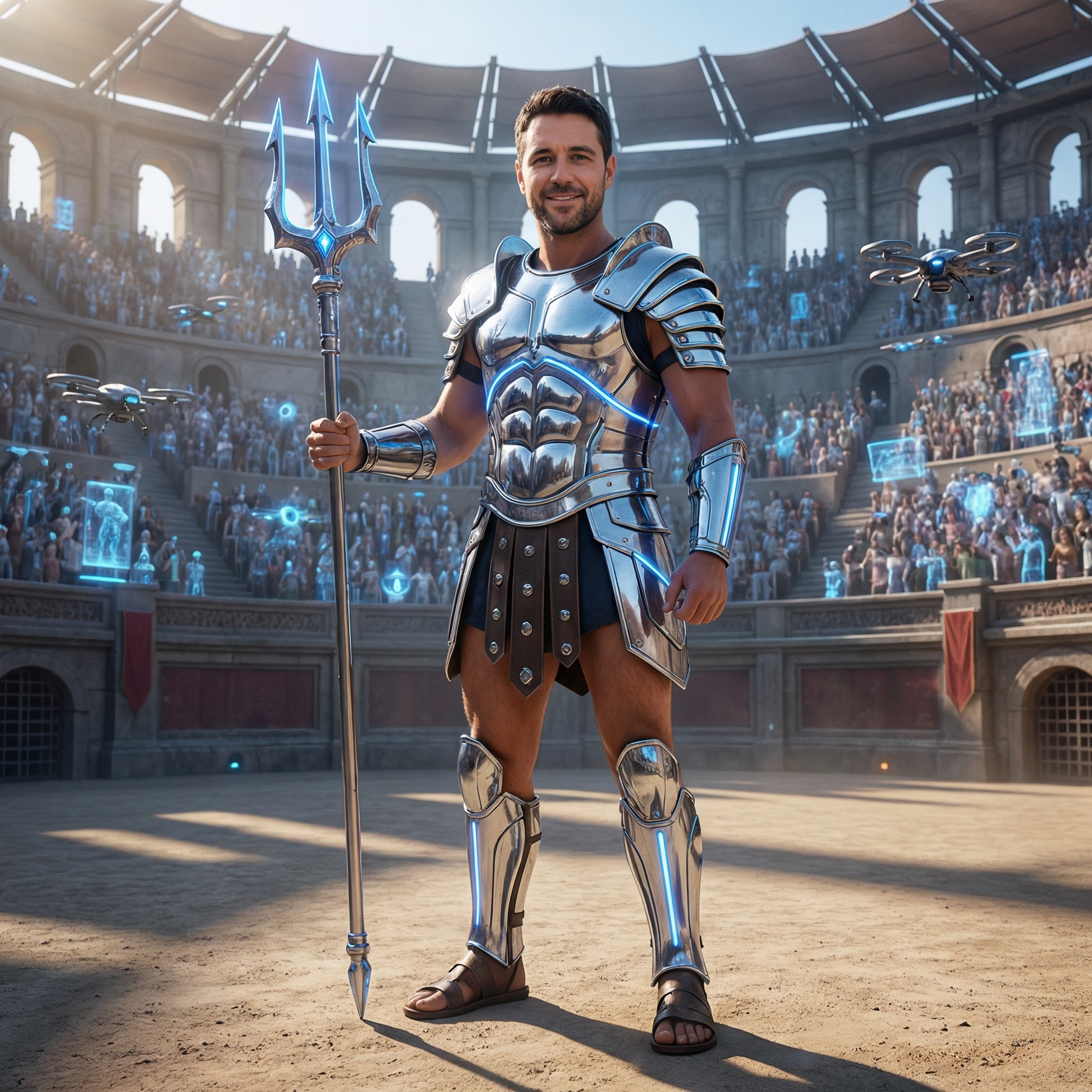 Гладиатор в Колизее Будущего — Nano Banana Pro промт