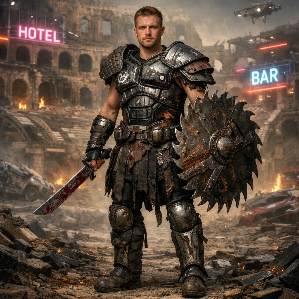 Гладиатор в постапокалиптическом Риме — GPT Image 1.5 промт