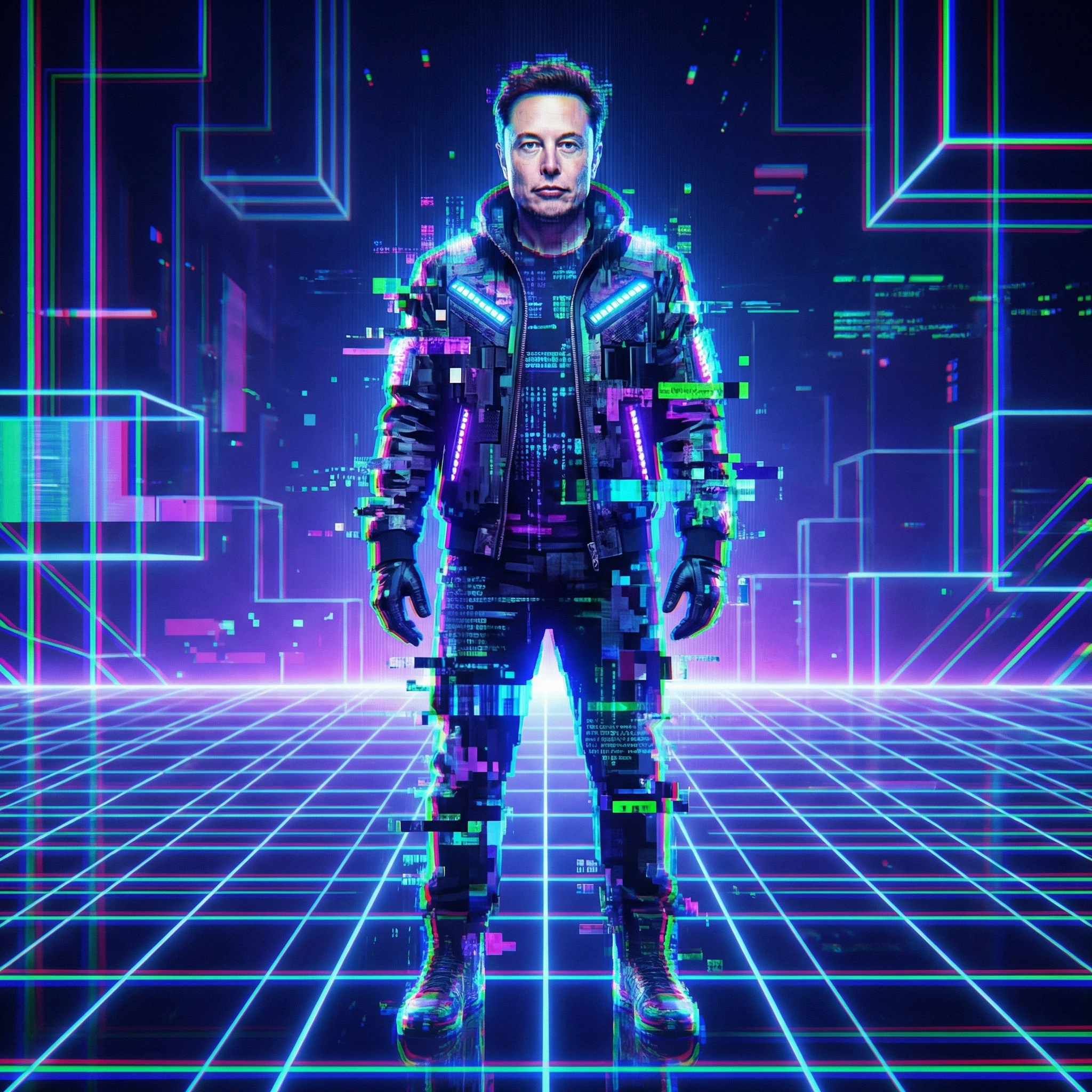 Глитч-аватар в виртуальной реальности — Nano Banana Pro промт