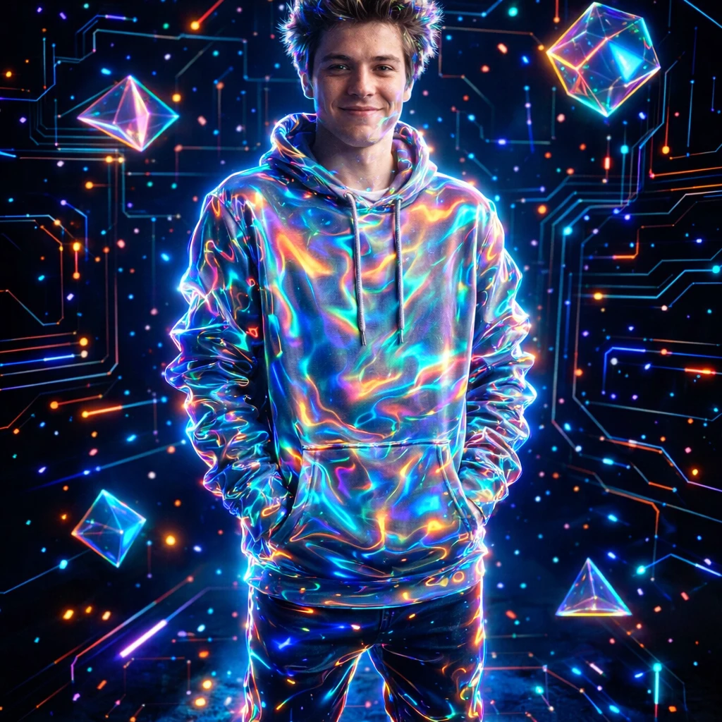 Глитч-эстетика будущего — GPT Image 1.5 промт