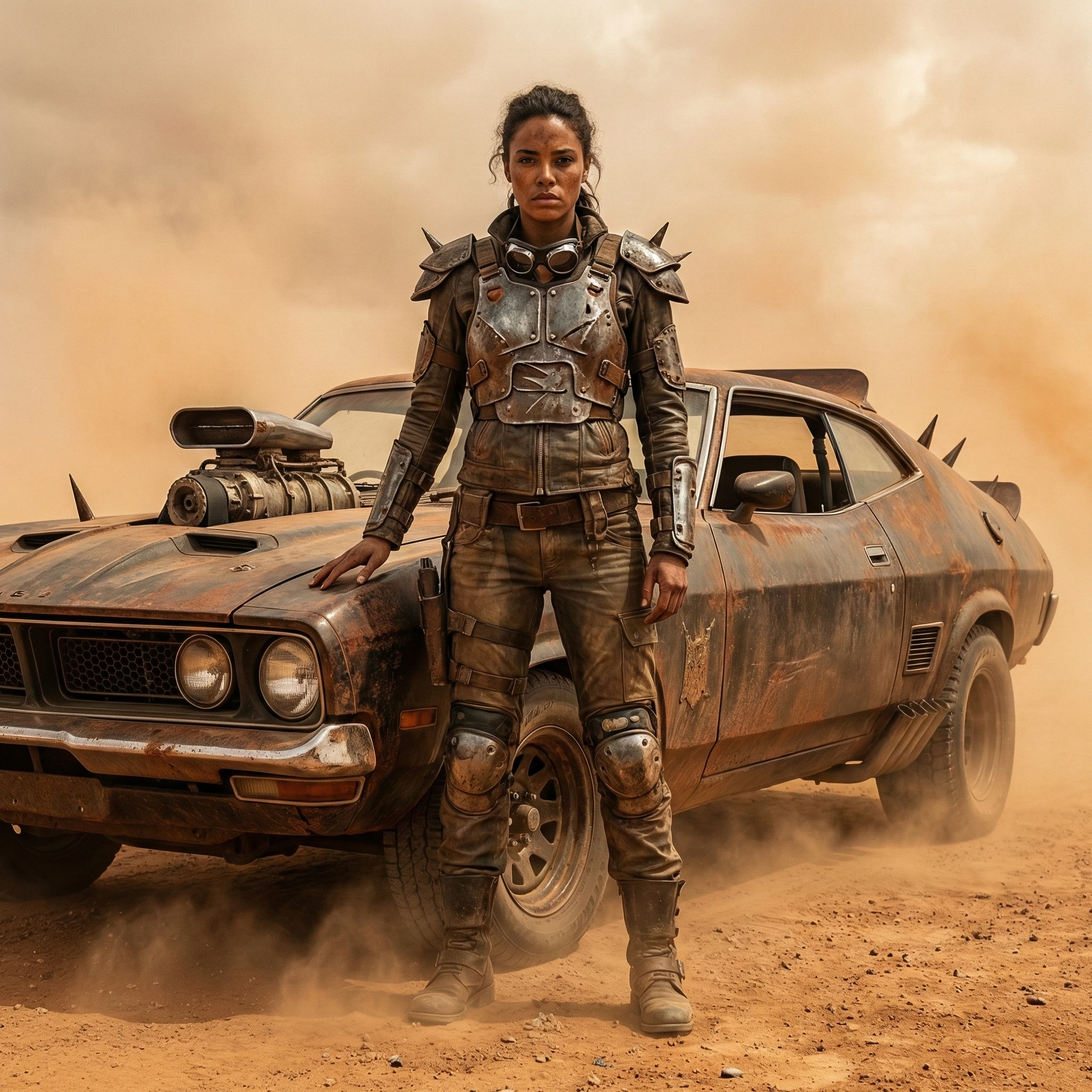 Гонщик в стиле «Безумного Макса» — Nano Banana Pro промт