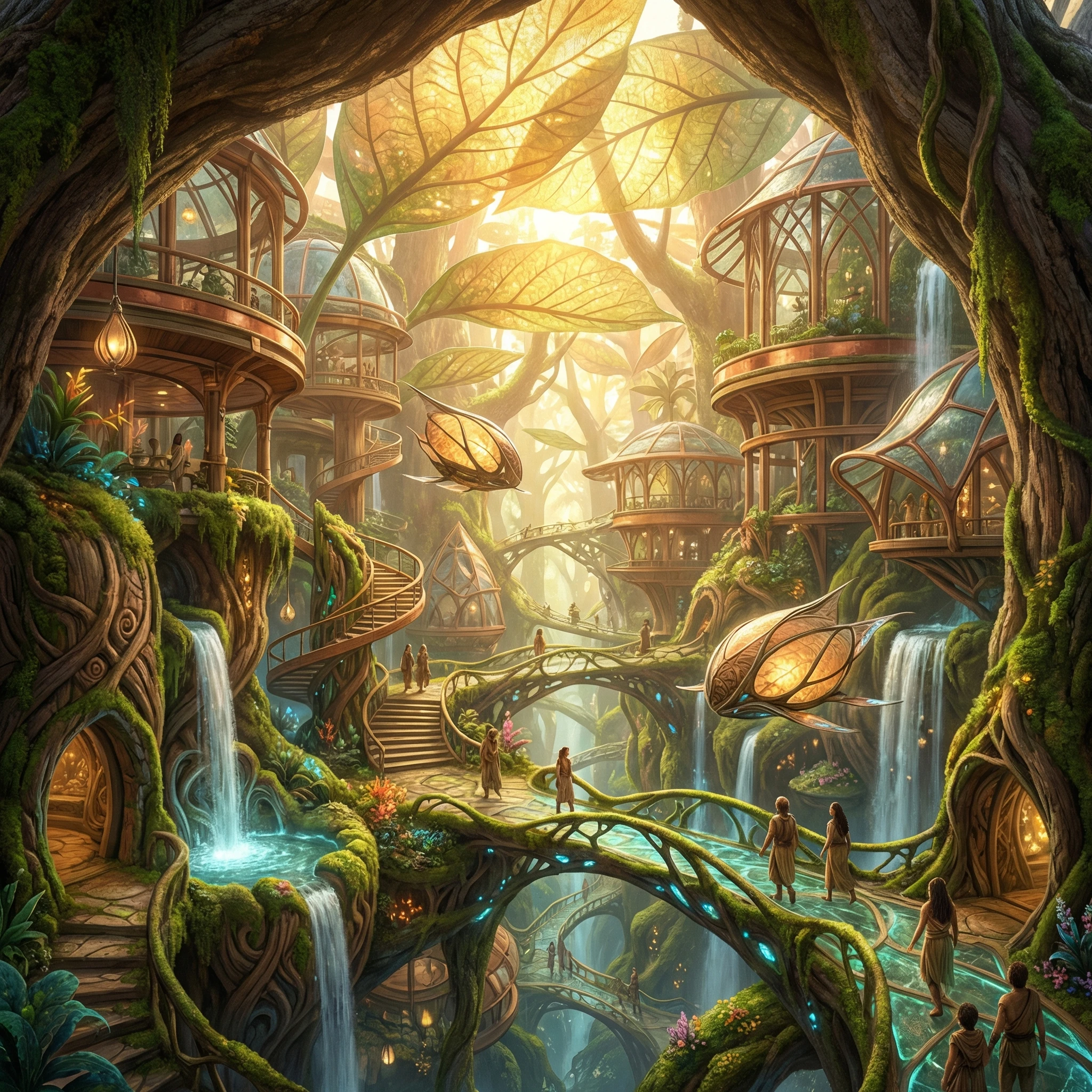 Город будущего внутри гигантского дерева — Nano Banana Pro промт