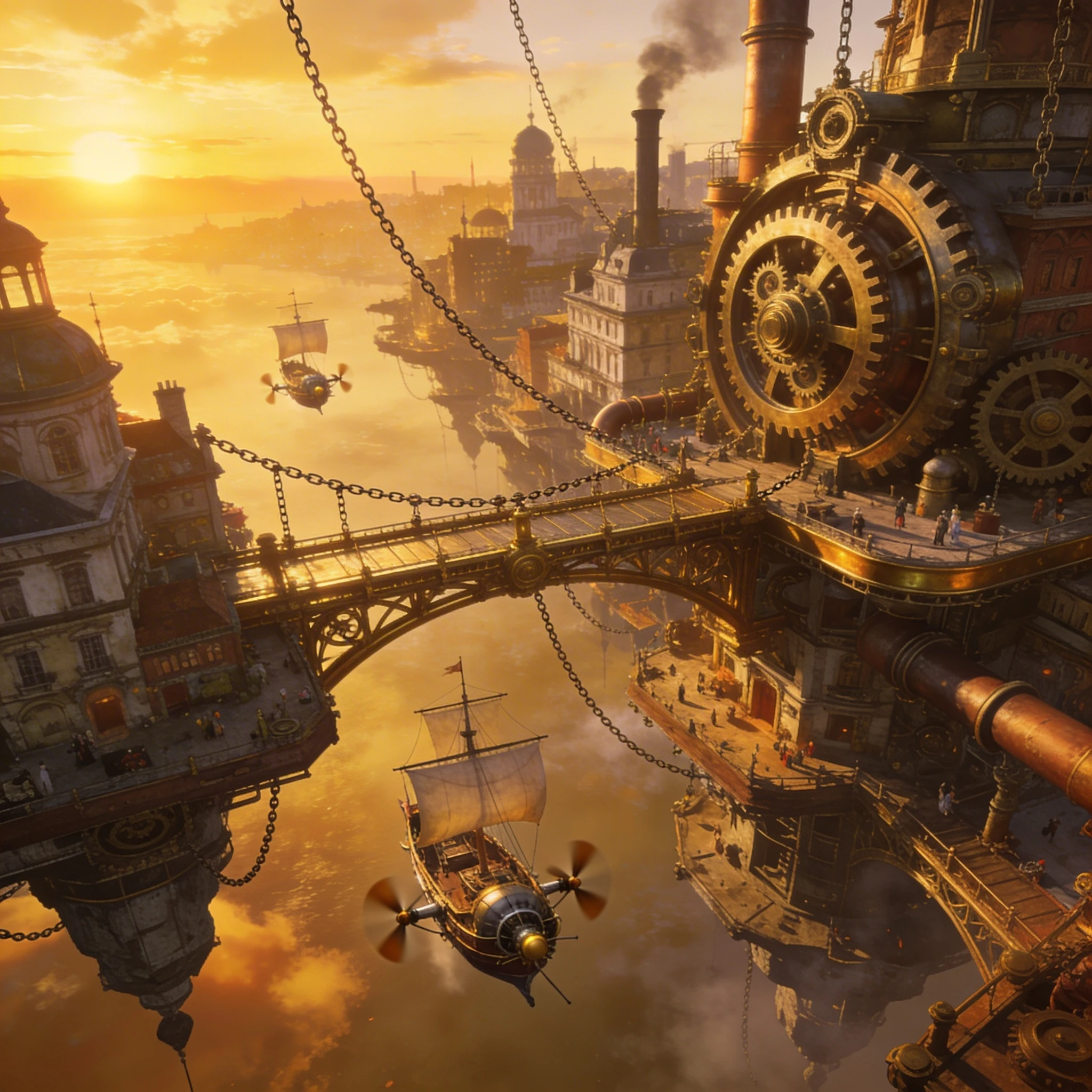 Город из облаков и шестеренок — Seedream 4.5 промт