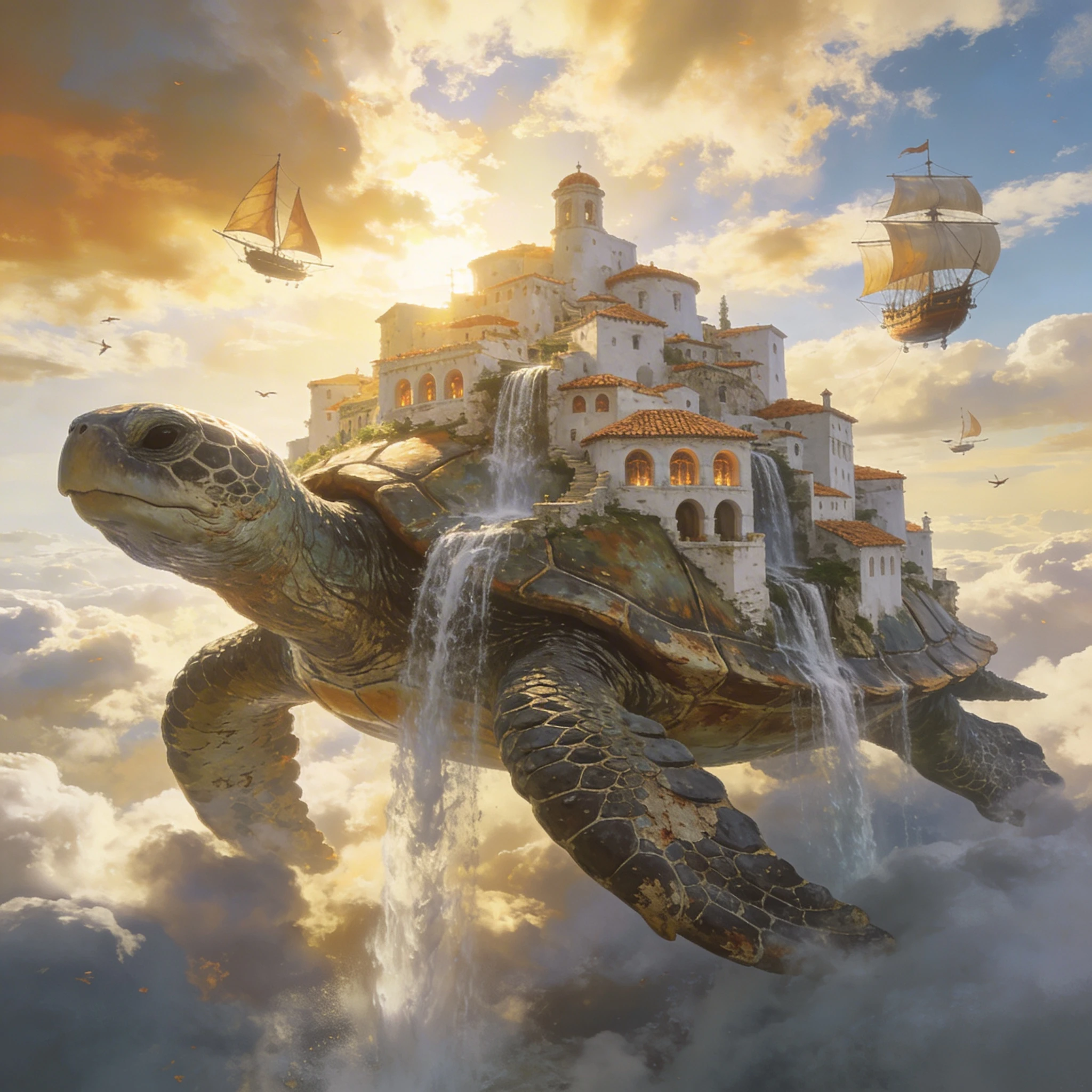 Город на спине гигантской черепахи — Seedream 4.5 промт