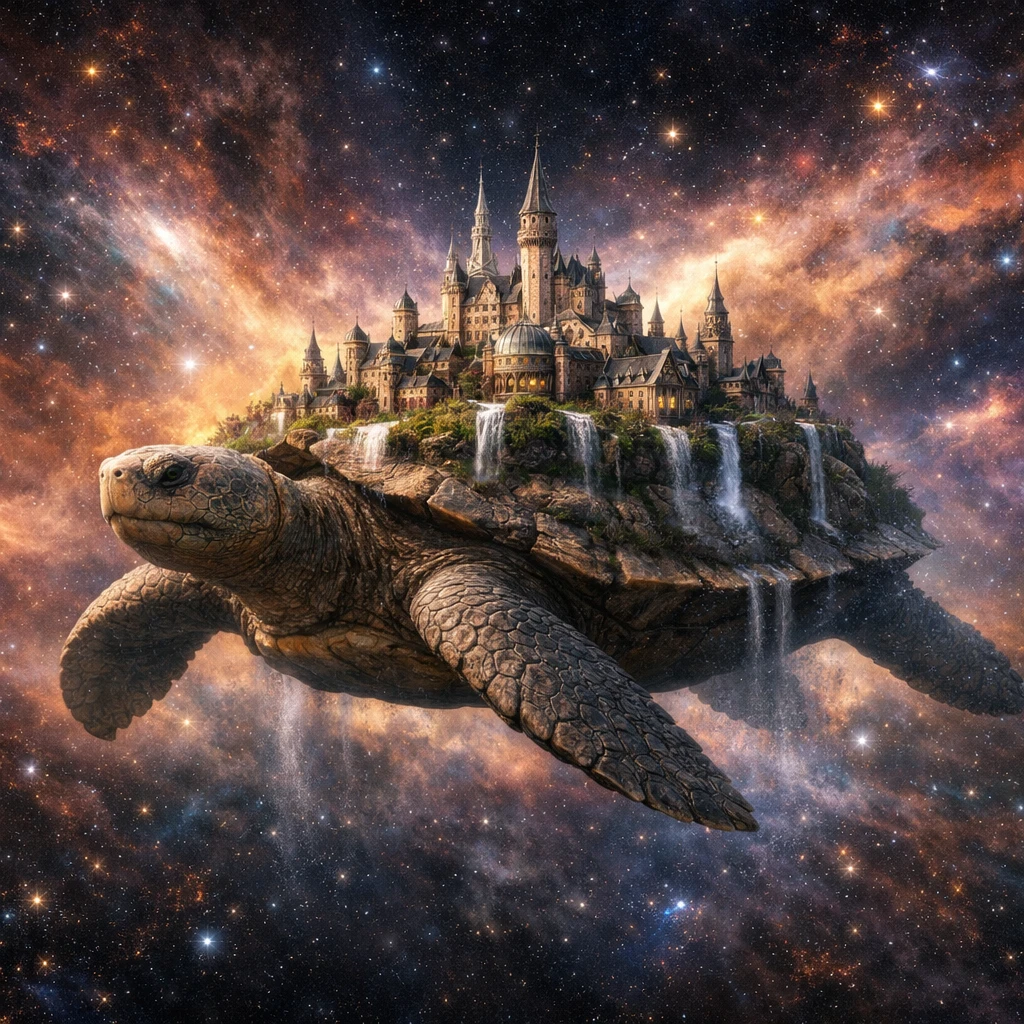 Город на спине гигантской черепахи — GPT Image 1.5 промт