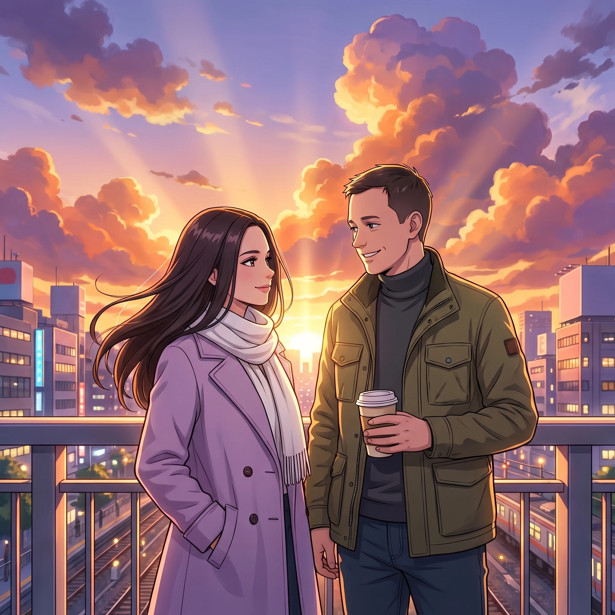 Городской роман в эстетике Макото Синкая — Nano Banana Pro промт