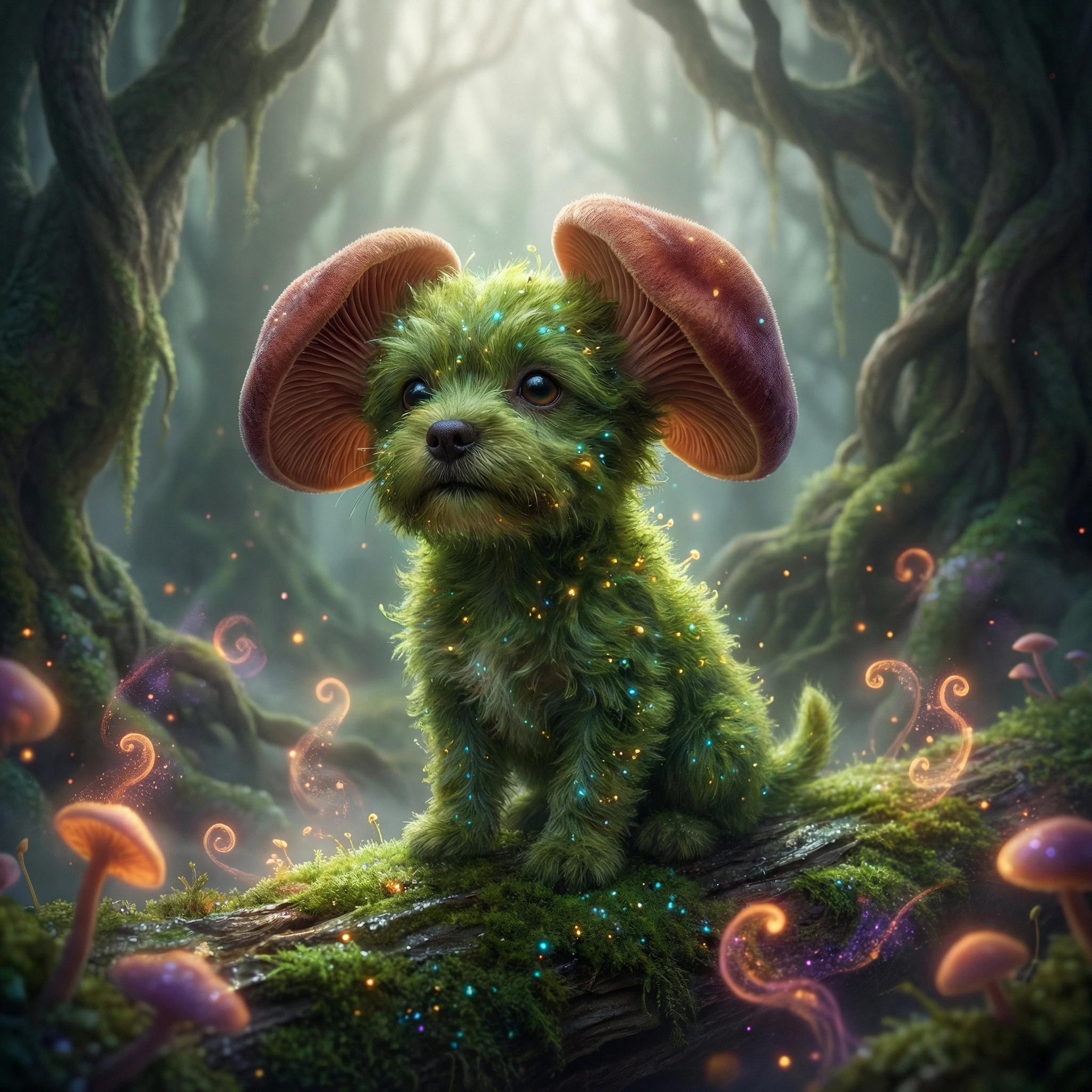 Грибовидный кролик в лесу — Nano Banana Pro промт