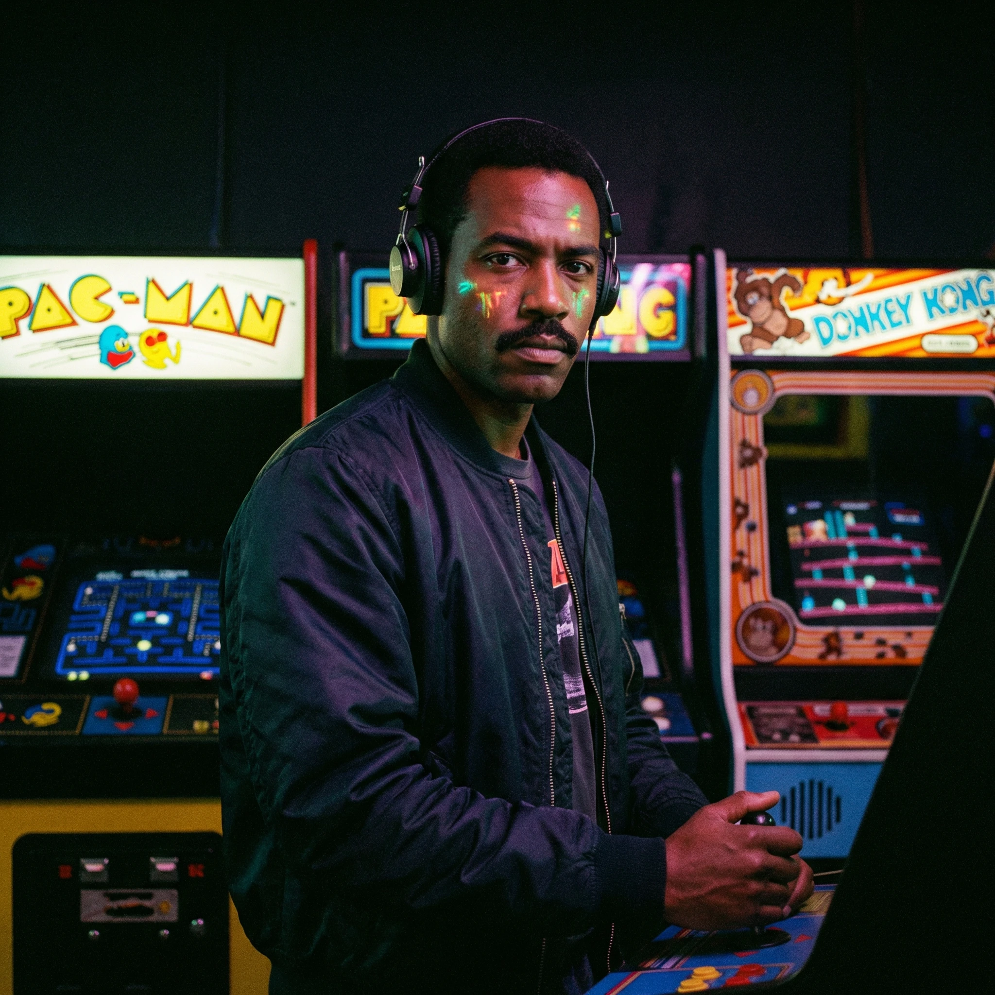 Игрок в ретро-автоматы 80-х — Nano Banana Pro промт