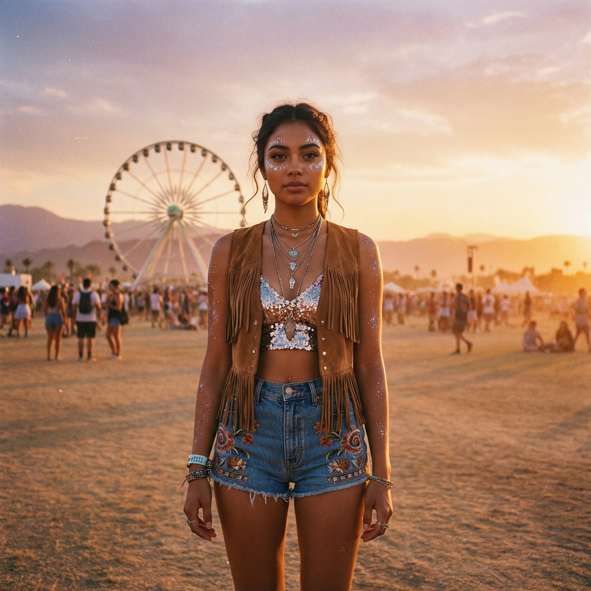 Инфлюенсер на фестивале Коачелла — Nano Banana Pro промт