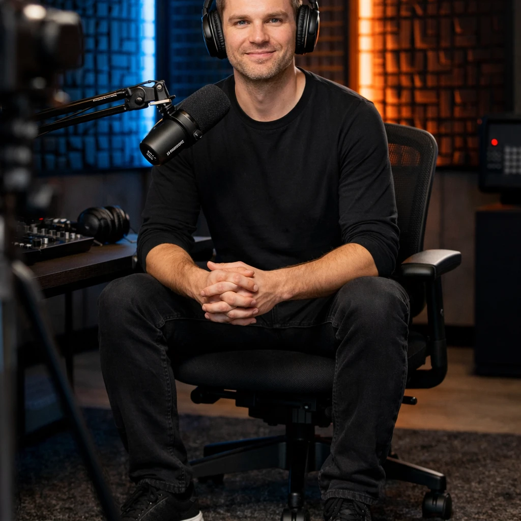 Интервьюер в подкаст-студии — GPT Image 1.5 промт