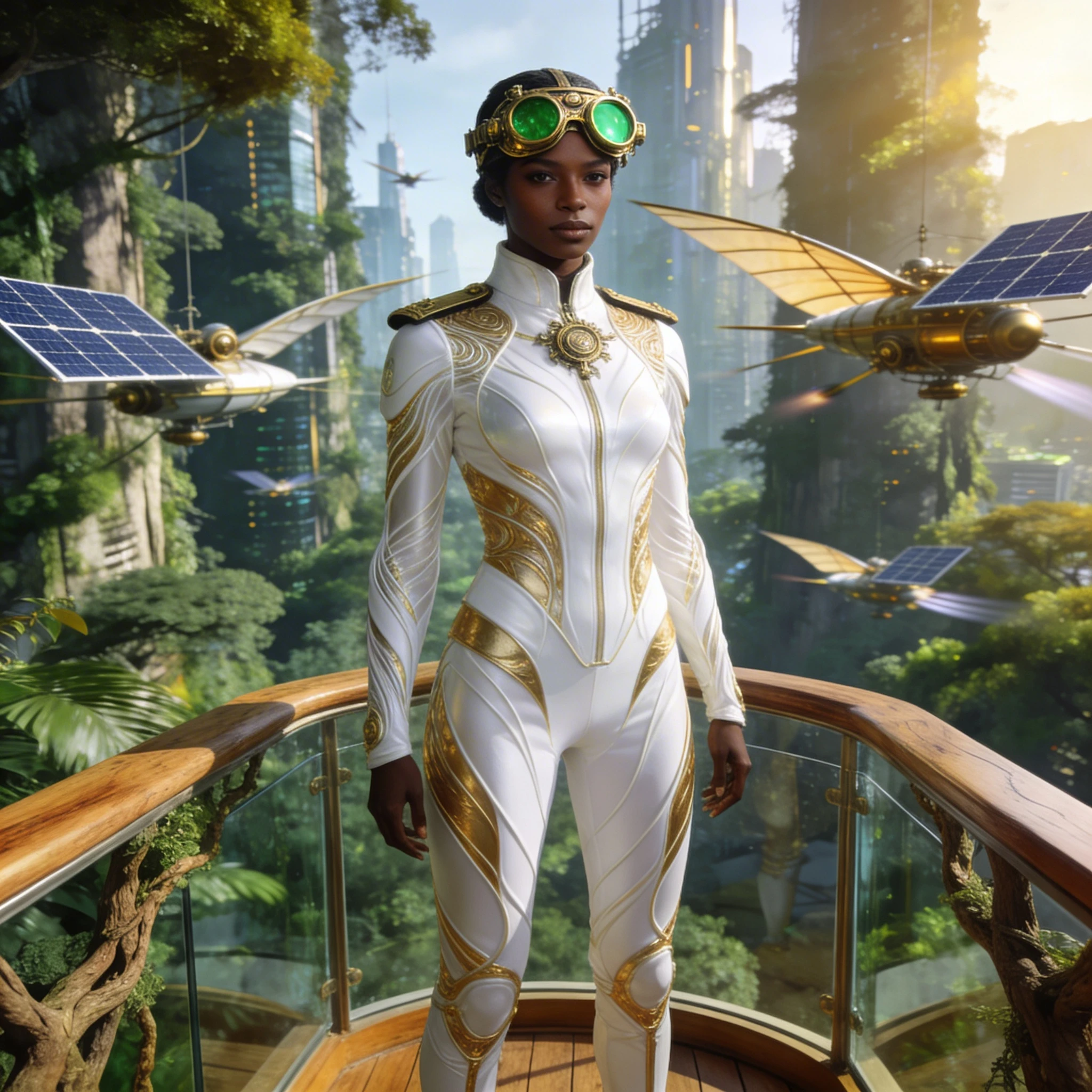 Капитан дирижабля в стиле Соларпанк — Seedream 4.5 промт