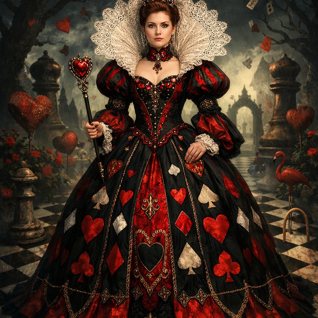 Карточная королева Wonderland — GPT Image 1.5 промт