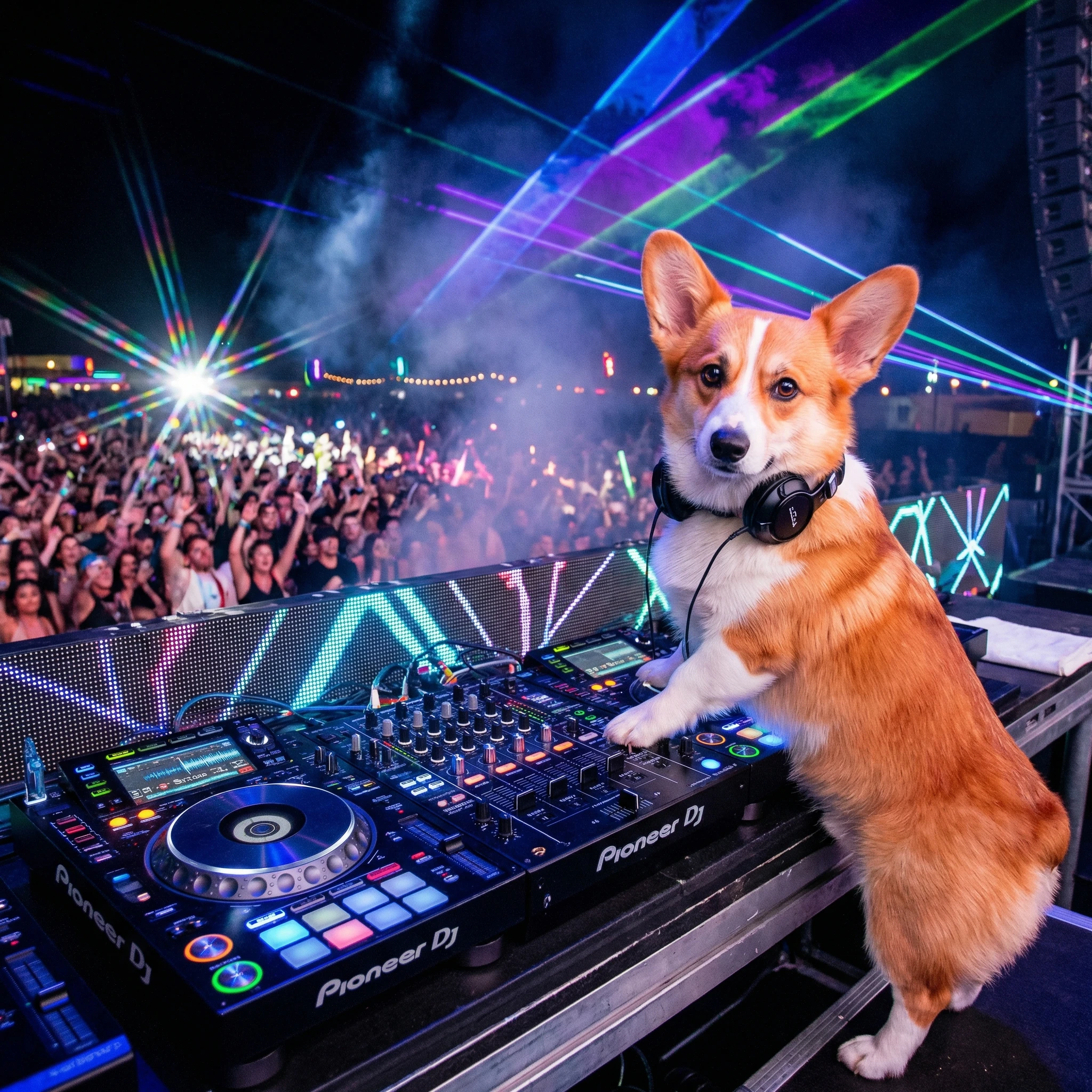 Хомяк-диджей на неоновом фестивале — Nano Banana Pro промт