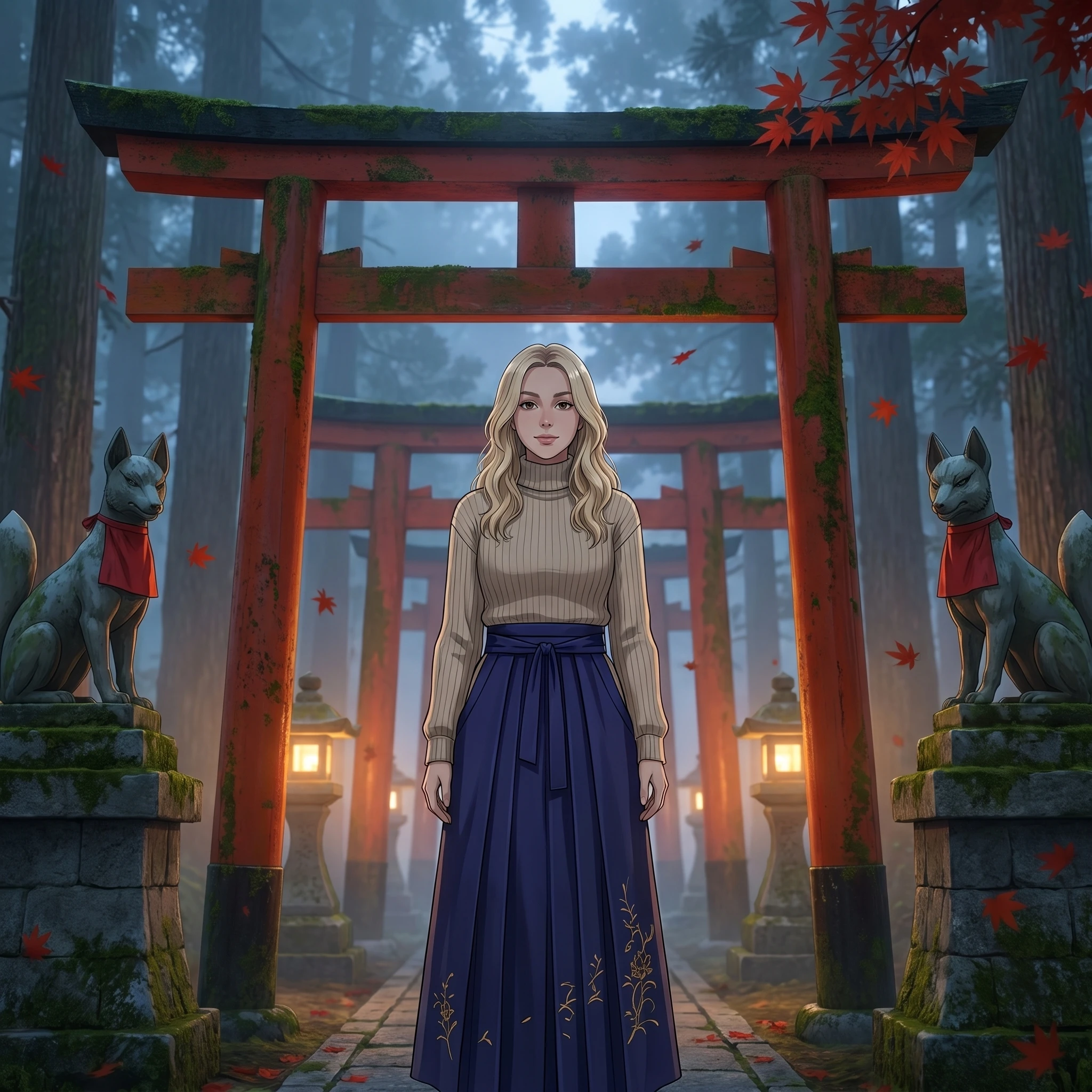 Хранительница Храма Кицунэ — Nano Banana Pro промт