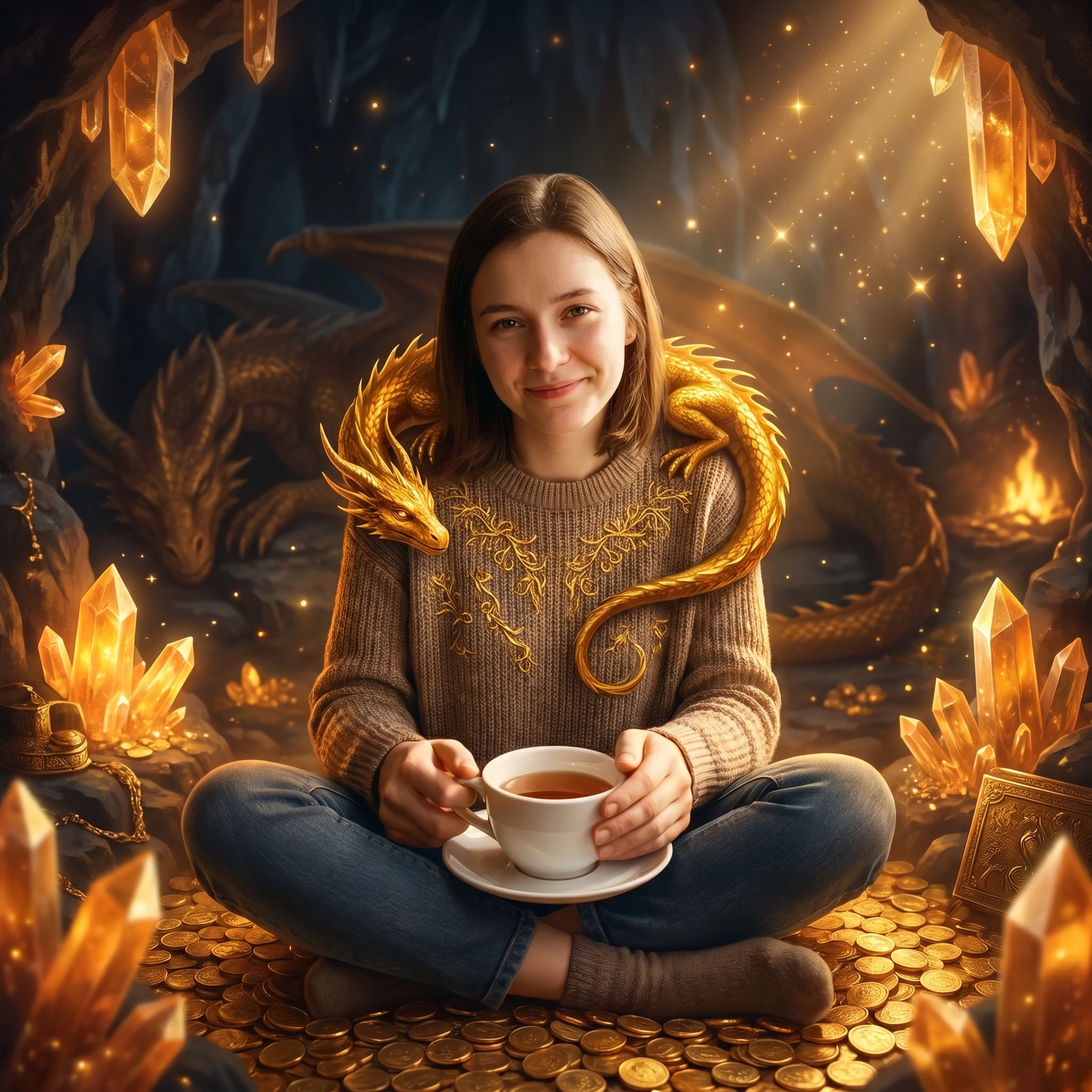 Хранительница золотых драконов — Nano Banana Pro промт