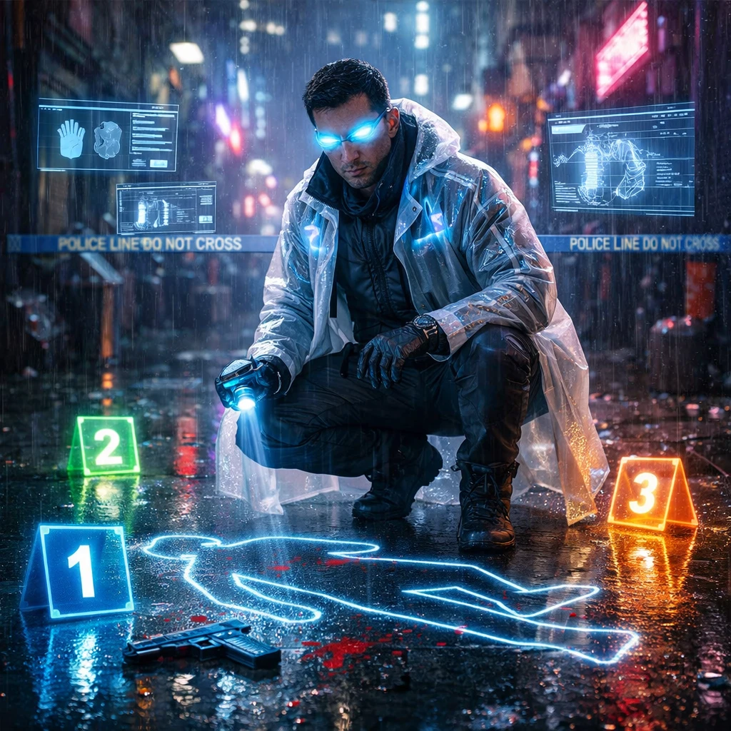 Кибер-детектив: Место преступления — GPT Image 1.5 промт