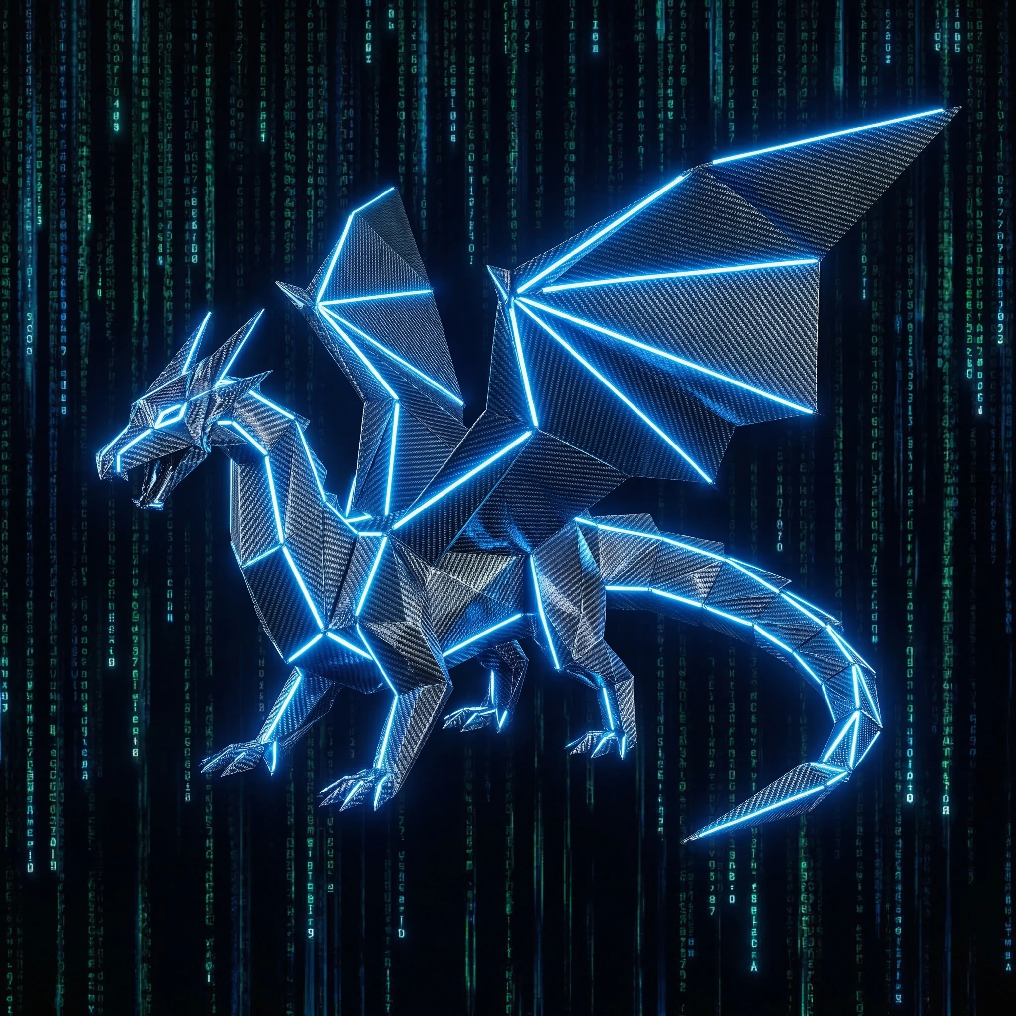 Кибер-Дракон в стиле Оригами — Nano Banana Pro промт