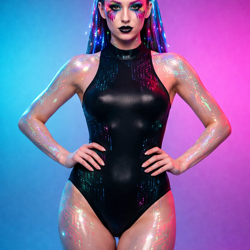 Кибер-футуристичный макияж «Digital Glitch» — GPT Image 1.5 промт