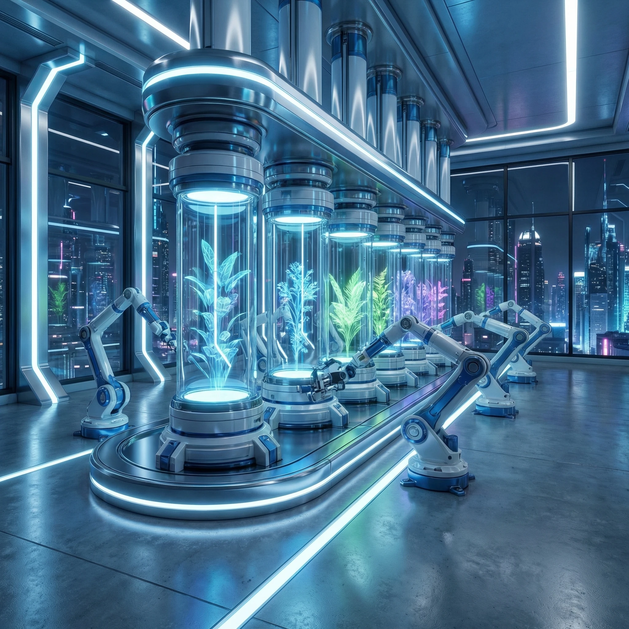 Кибер-лаборатория будущего — Nano Banana Pro промт