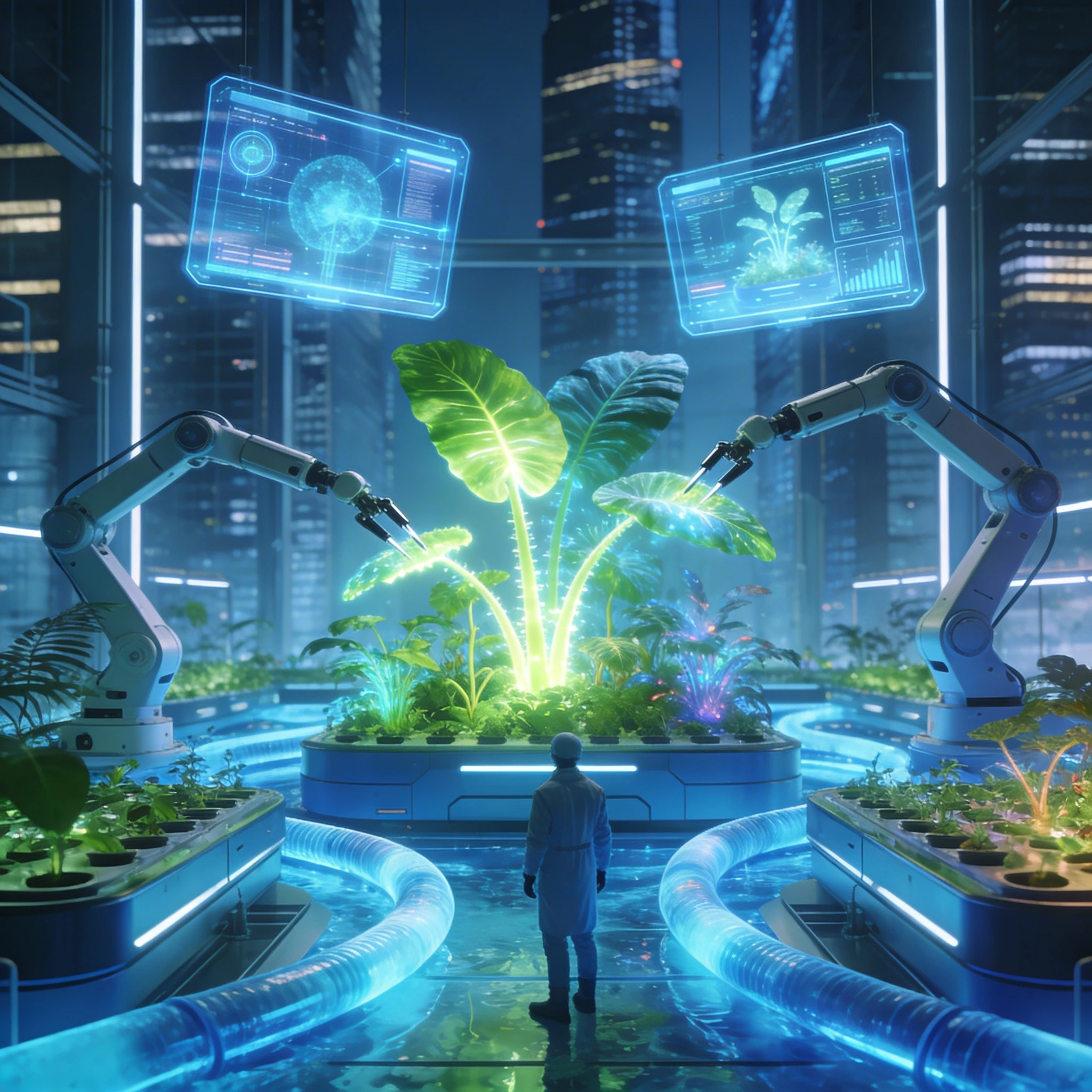 Кибер-лаборатория по выращиванию растений — Seedream 4.5 промт