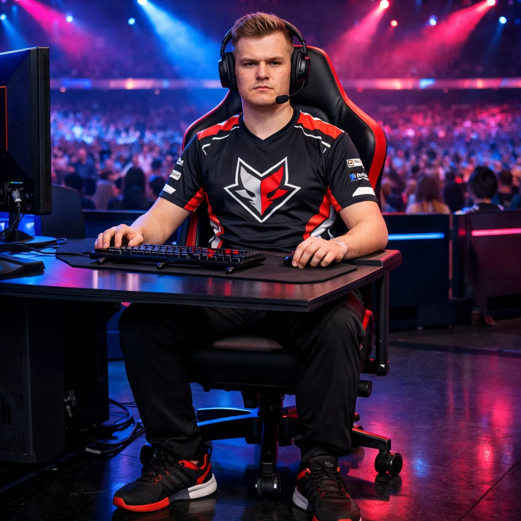 Кибер-спортсмен на турнире — GPT Image 1.5 промт