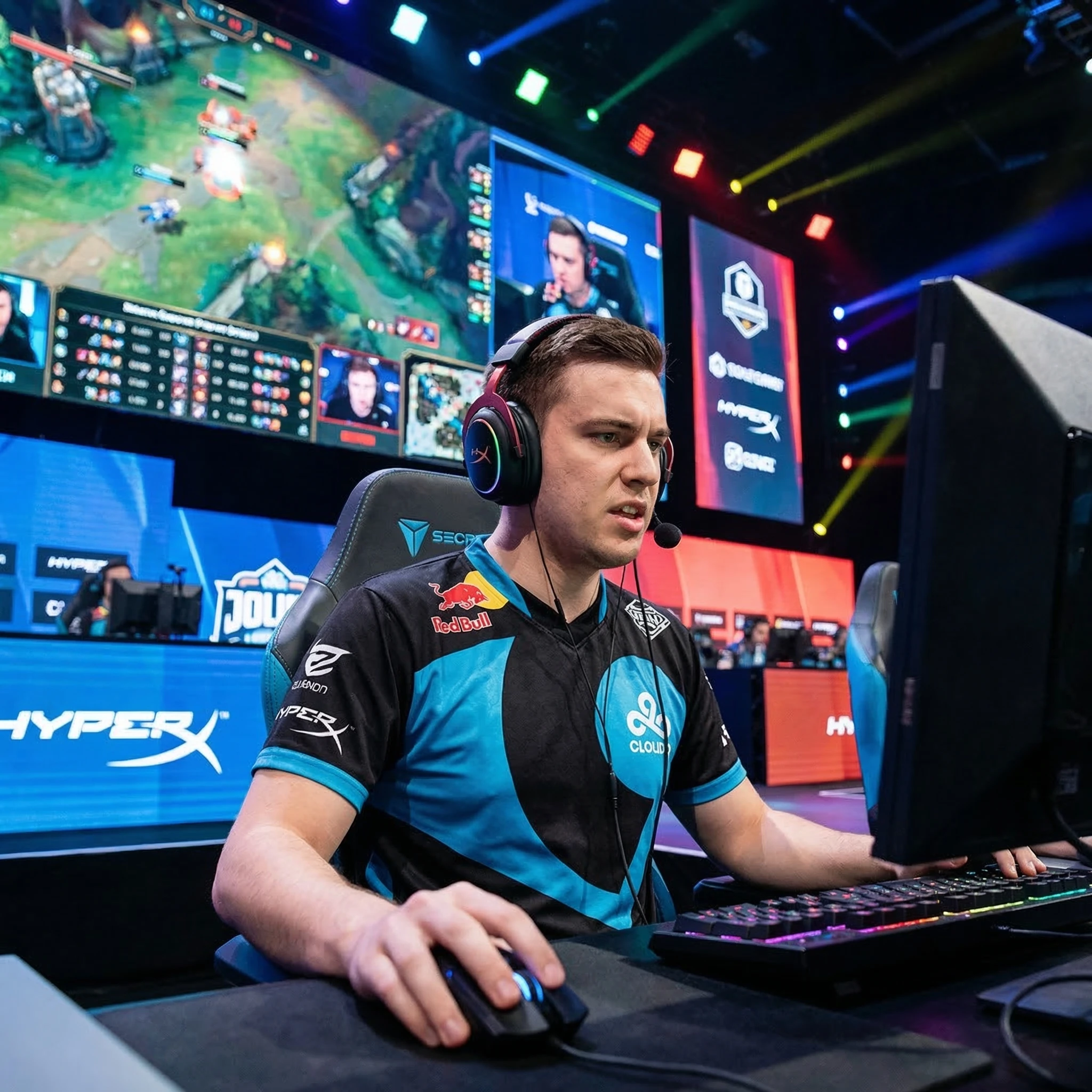 Кибер-спортсмен на турнире — Nano Banana Pro промт