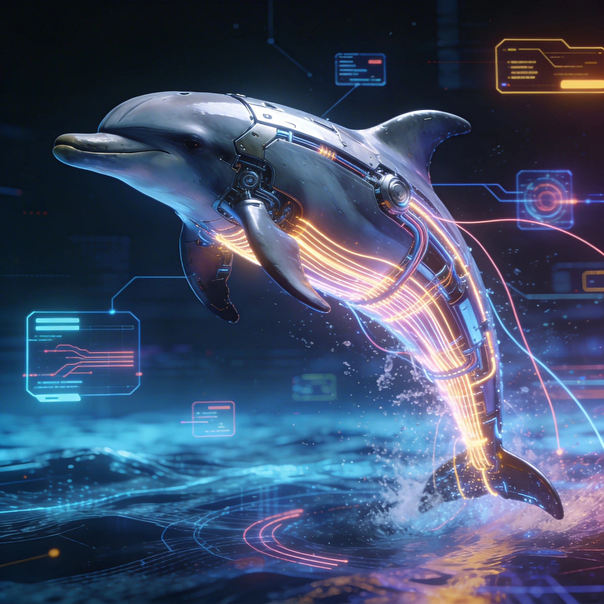 Кибернетический дельфин-посланник — Seedream 4.5 промт