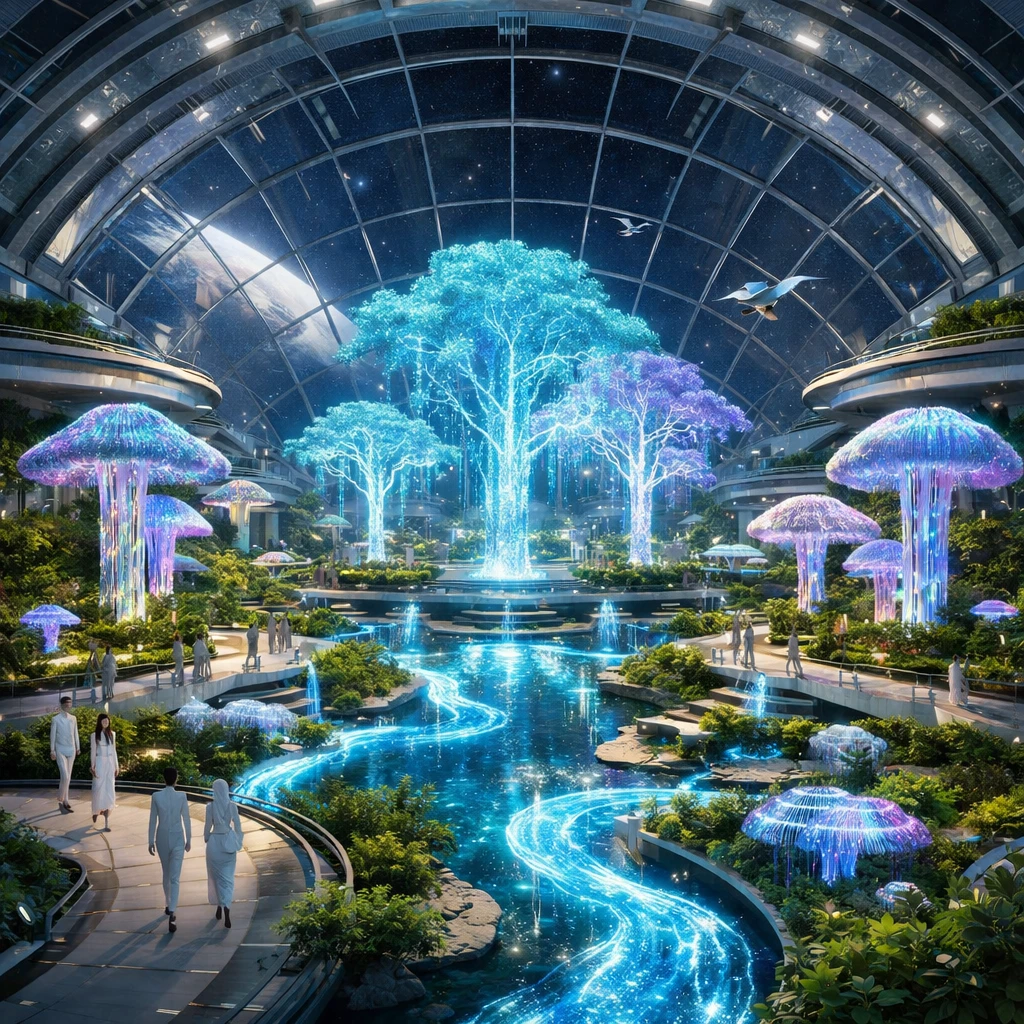 Кибернетический оазис будущего — GPT Image 1.5 промт