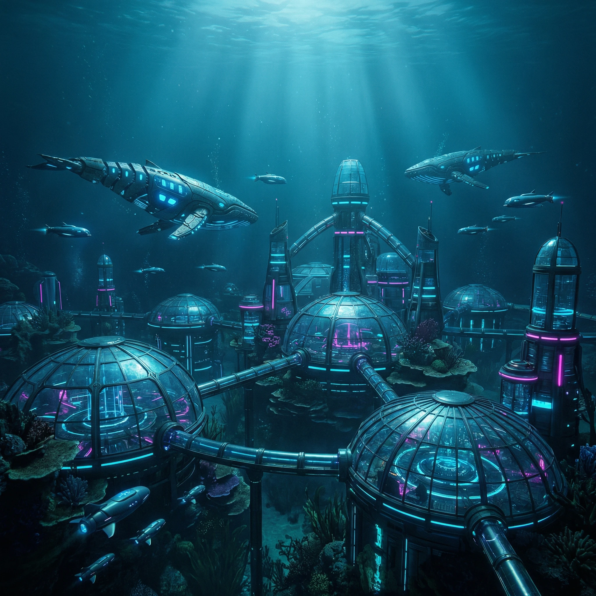 Кибернетический океан в 3024 году — Nano Banana Pro промт