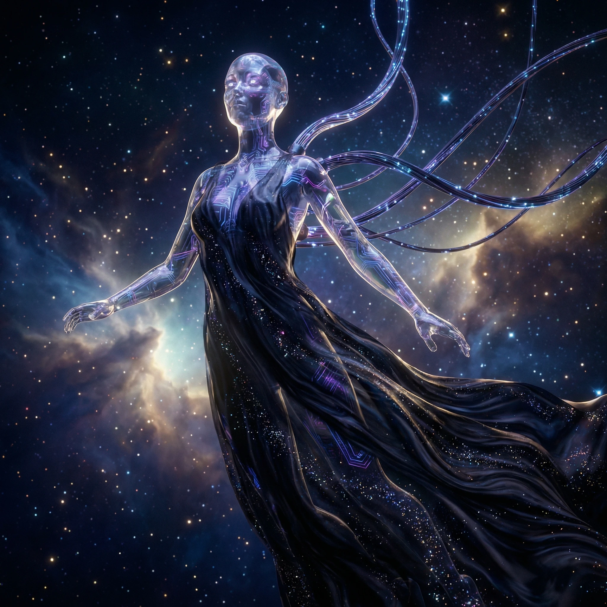 Кибернетический оракул пустоты — Nano Banana Pro промт