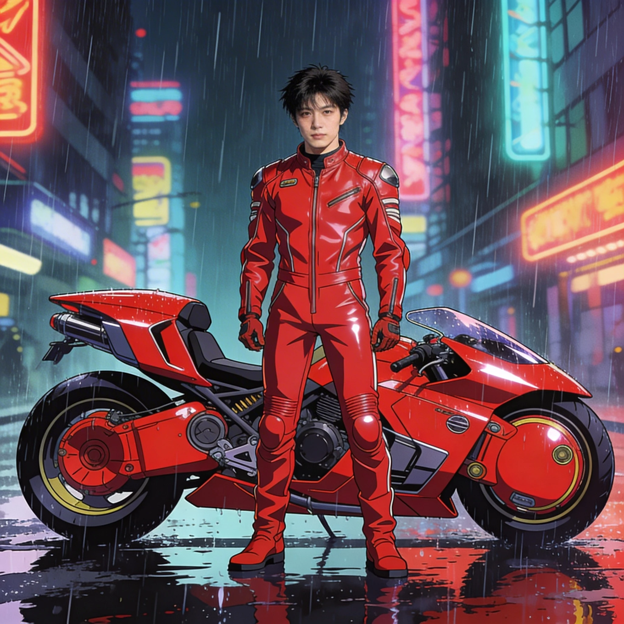 Киберпанк гонщик на мотоцикле — Seedream 4.5 промт