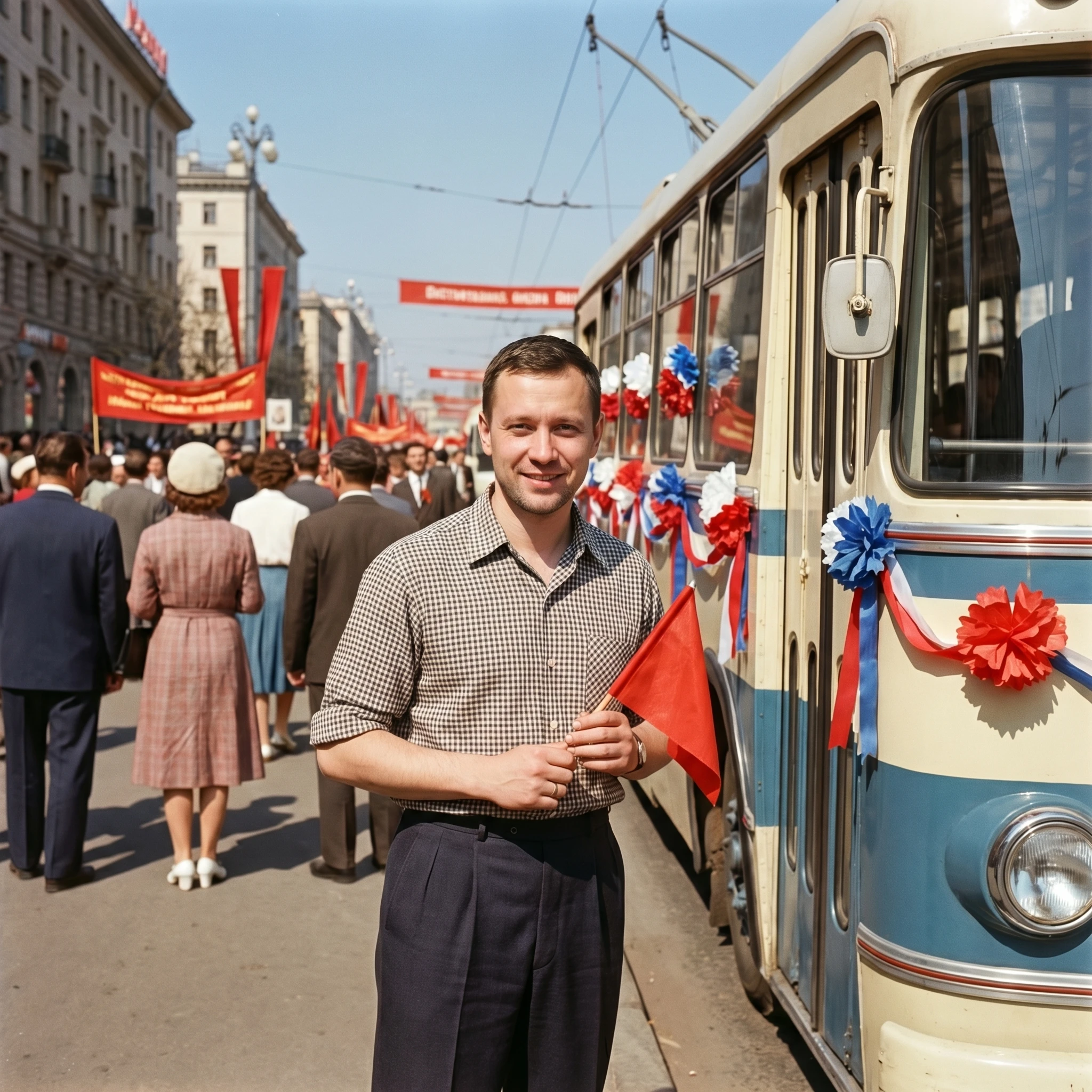 Классика 60-х: Майская демонстрация — Nano Banana Pro промт