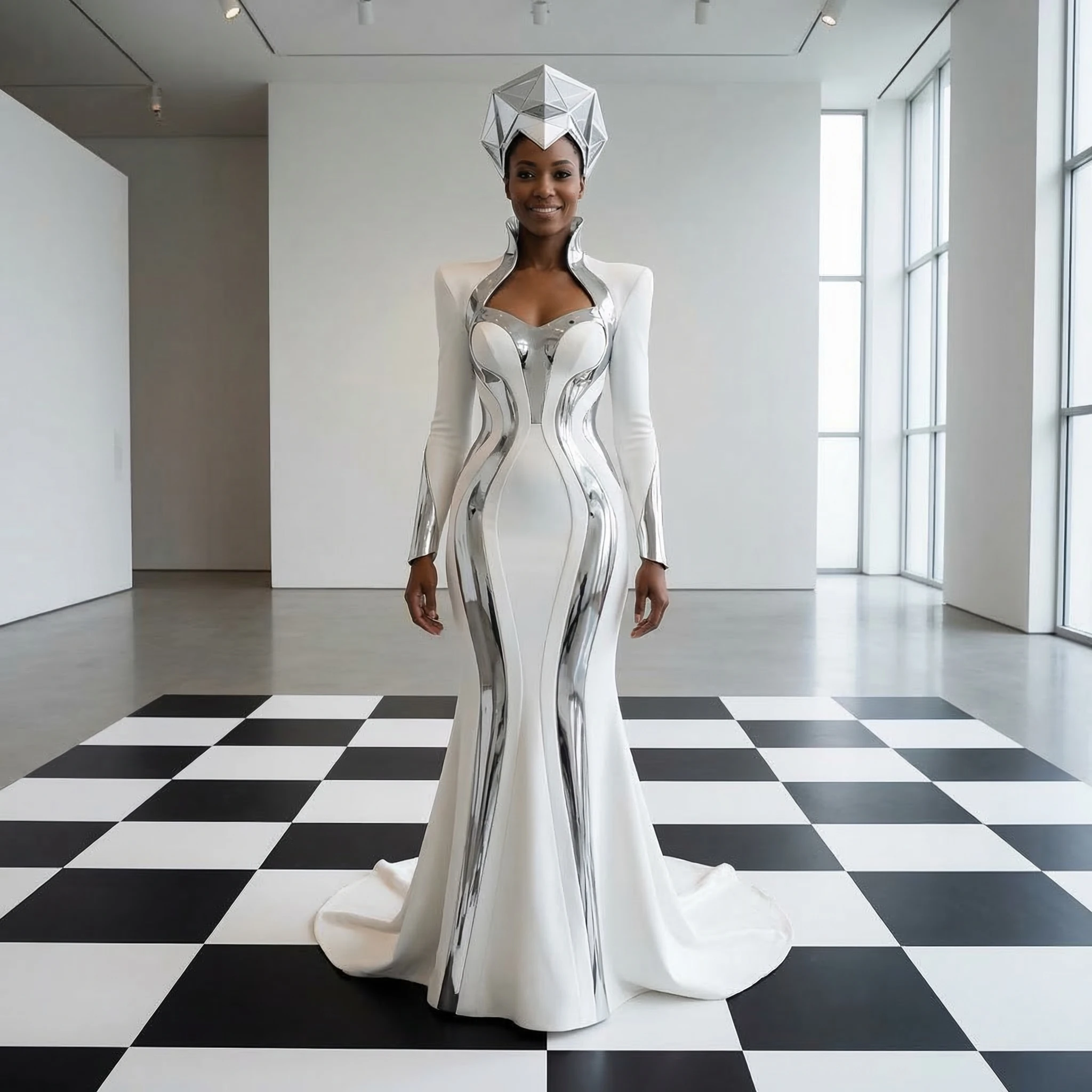 Королева/Король шахмат в стиле Захи Хадид — Nano Banana Pro промт