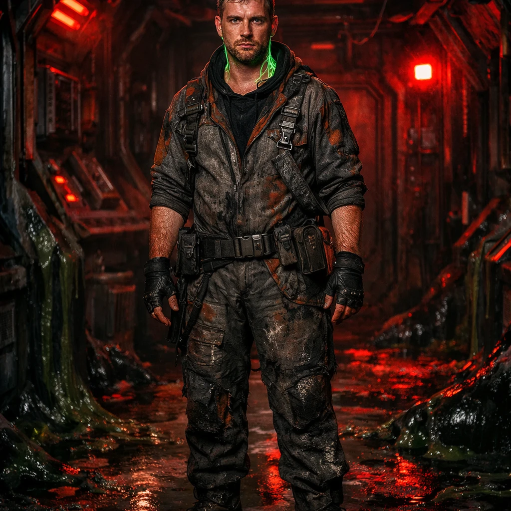 Космический хоррор: Зараженный инженер — GPT Image 1.5 промт