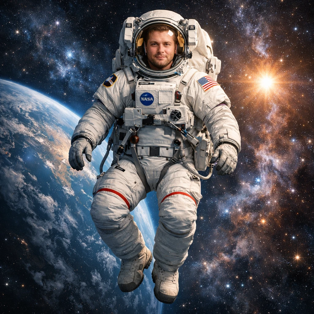 Космонавт в открытом космосе — GPT Image 1.5 промт