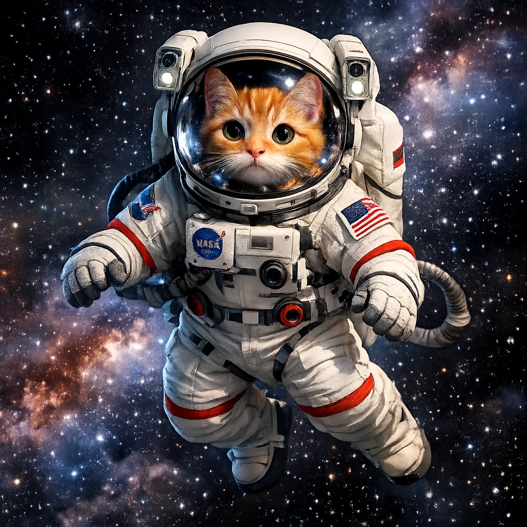 Кот-Астронавт в открытом космосе — GPT Image 1.5 промт