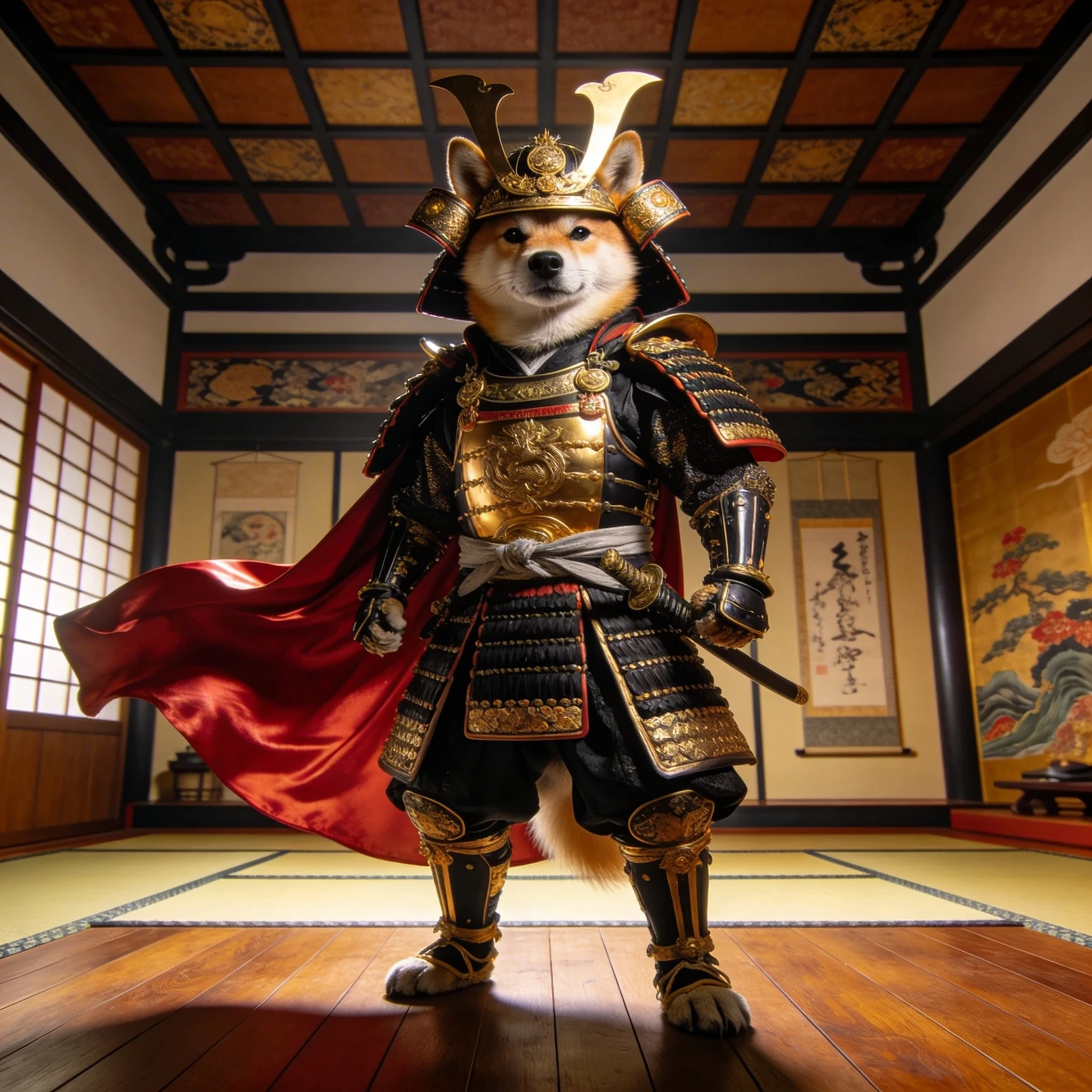 Кот в костюме императора Японии — Seedream 4.5 промт