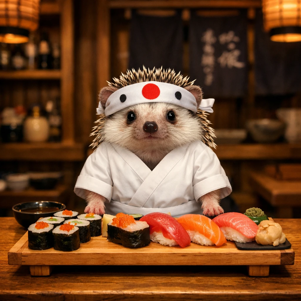 Кот в образе шеф-повара суши — GPT Image 1.5 промт