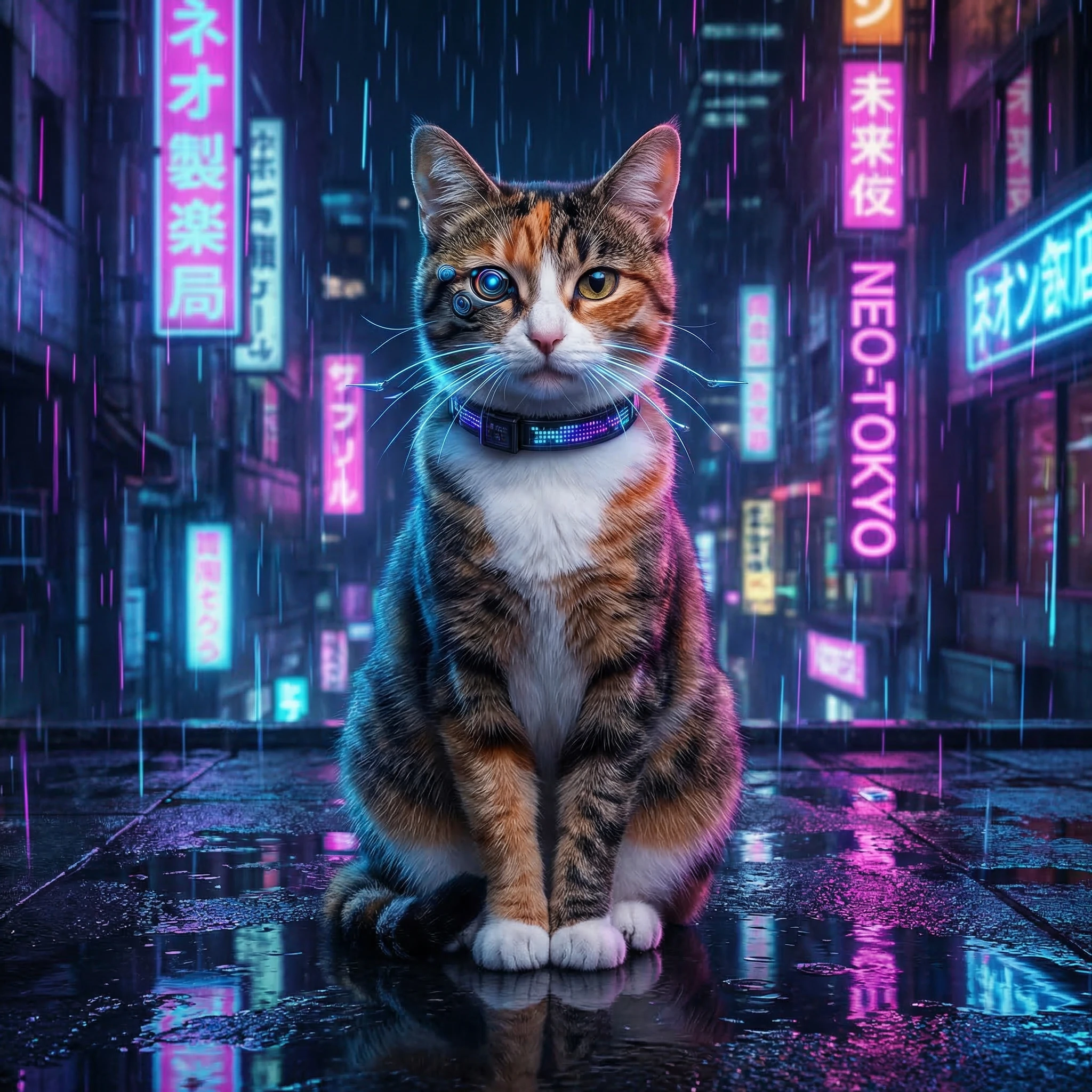 Кот в стиле «Кибер-панк» — Nano Banana Pro промт