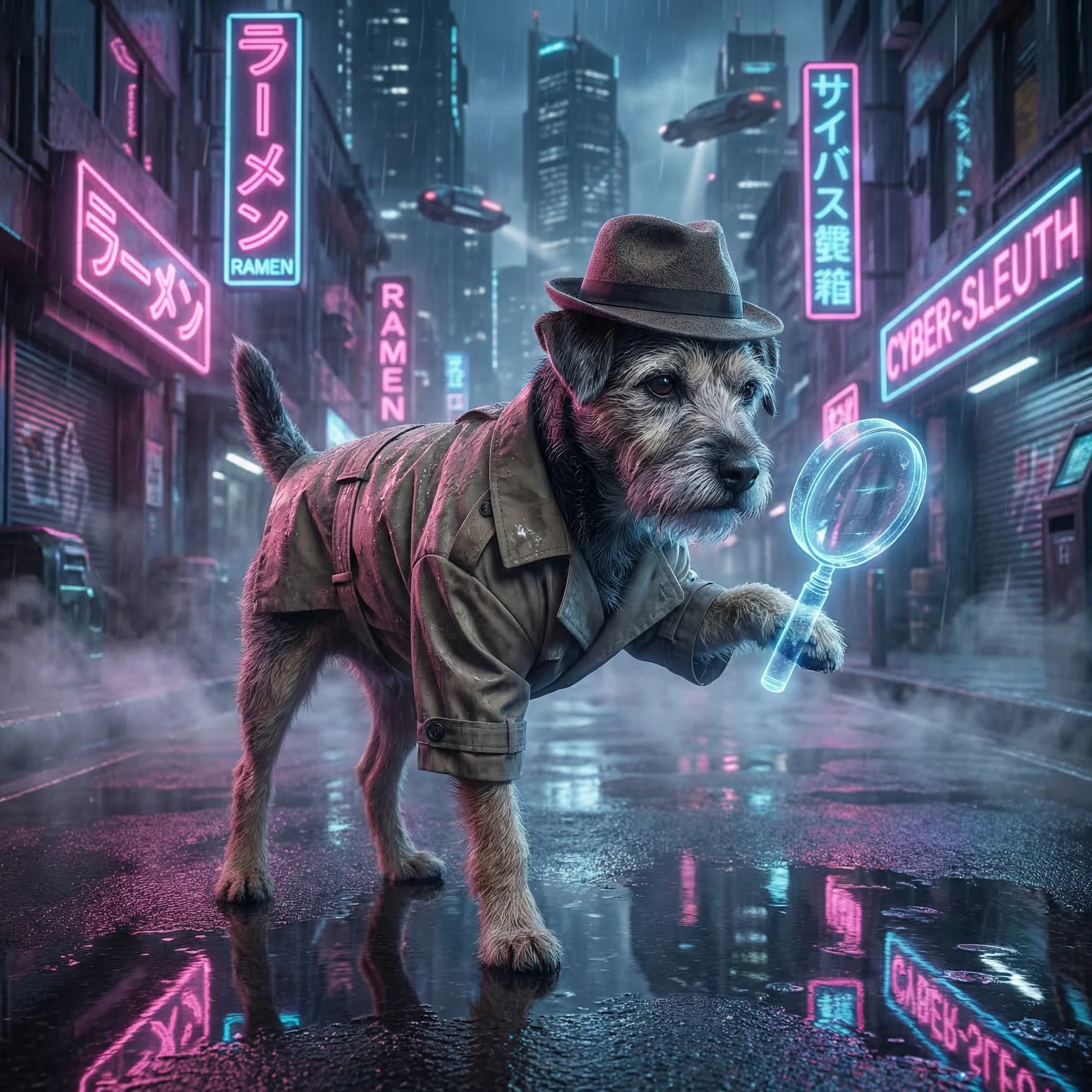 Кот в стиле киберпанк-детектива — Nano Banana Pro промт