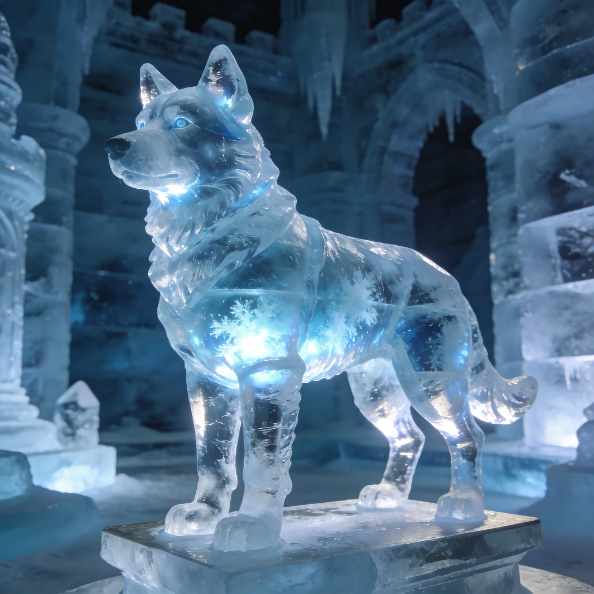Ледяная скульптура кота — Seedream 4.5 промт
