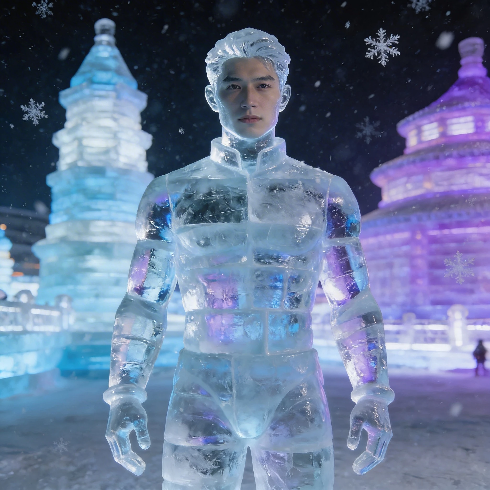 Ледяная скульптура на фестивале в Харбине — Seedream 4.5 промт