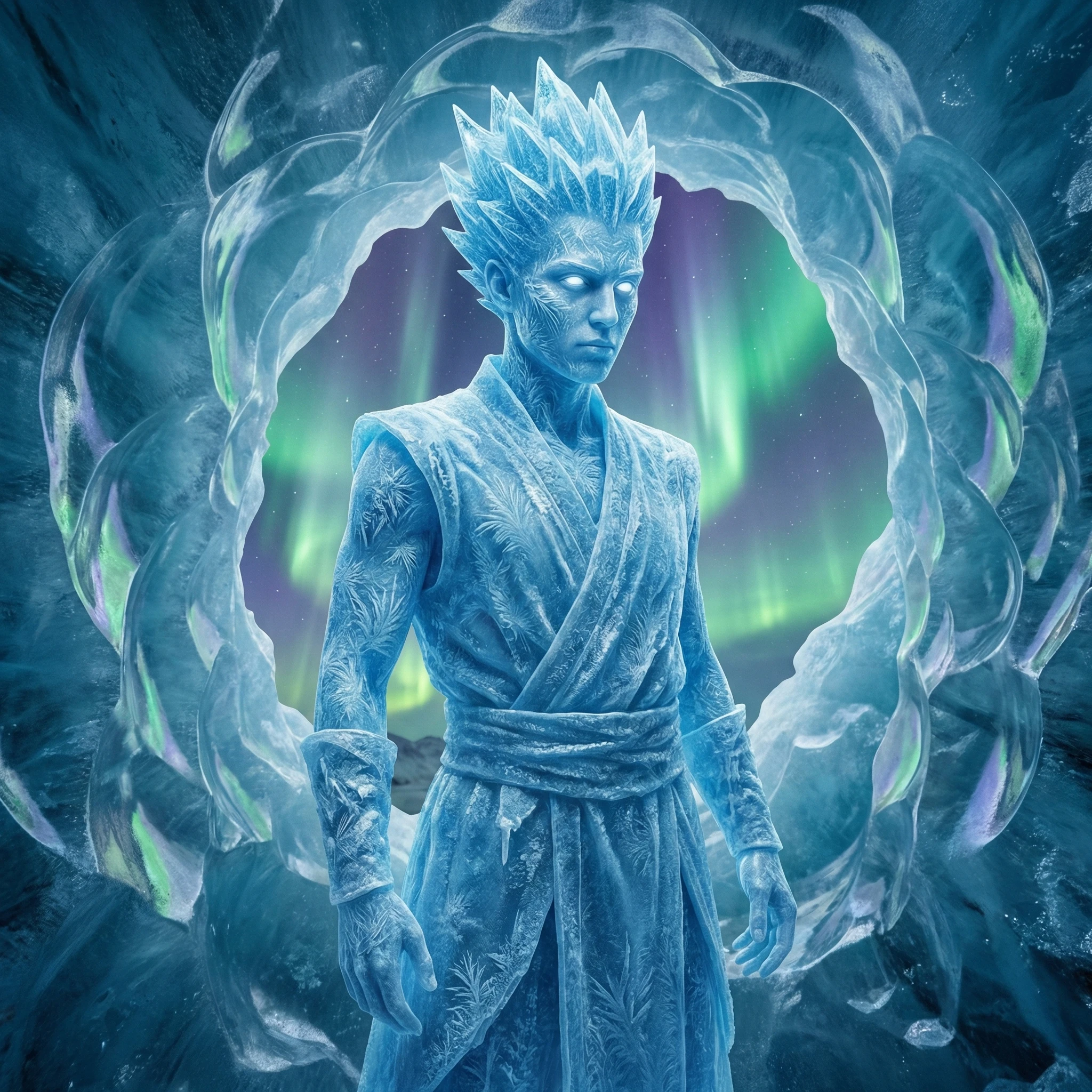 Ледяная скульптура оживает — Nano Banana Pro промт