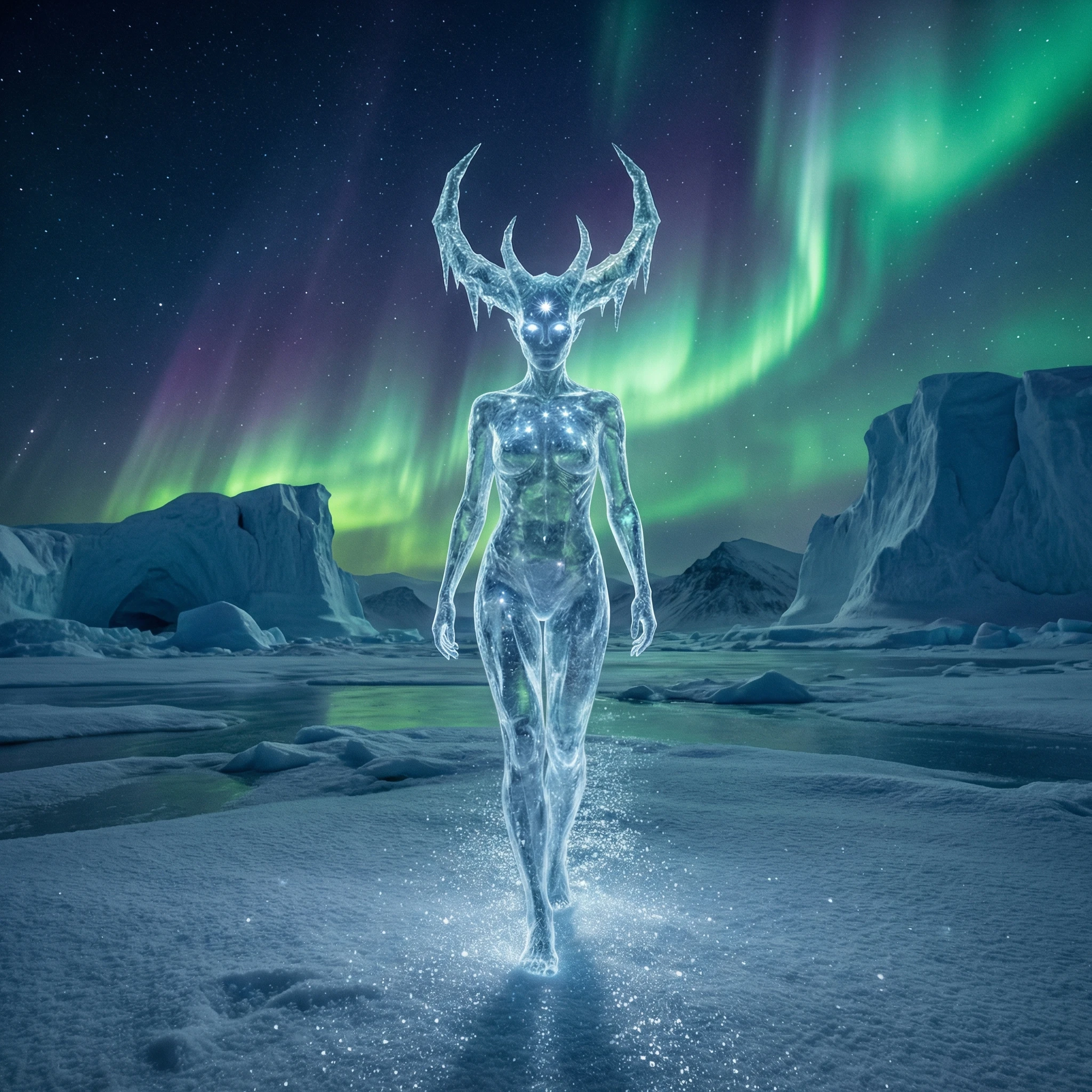 Ледяной дух северного сияния — Nano Banana Pro промт
